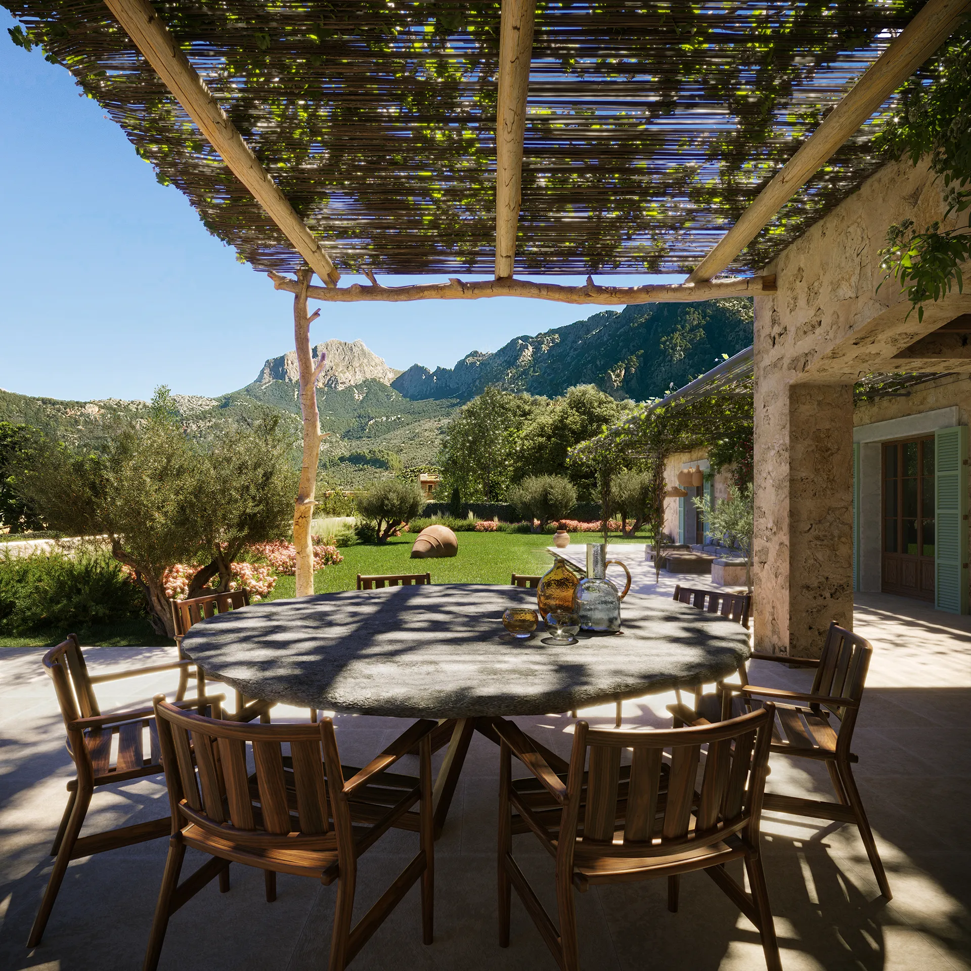 Finca Soller Mallorca Pergola Hyperrealistic Visualization