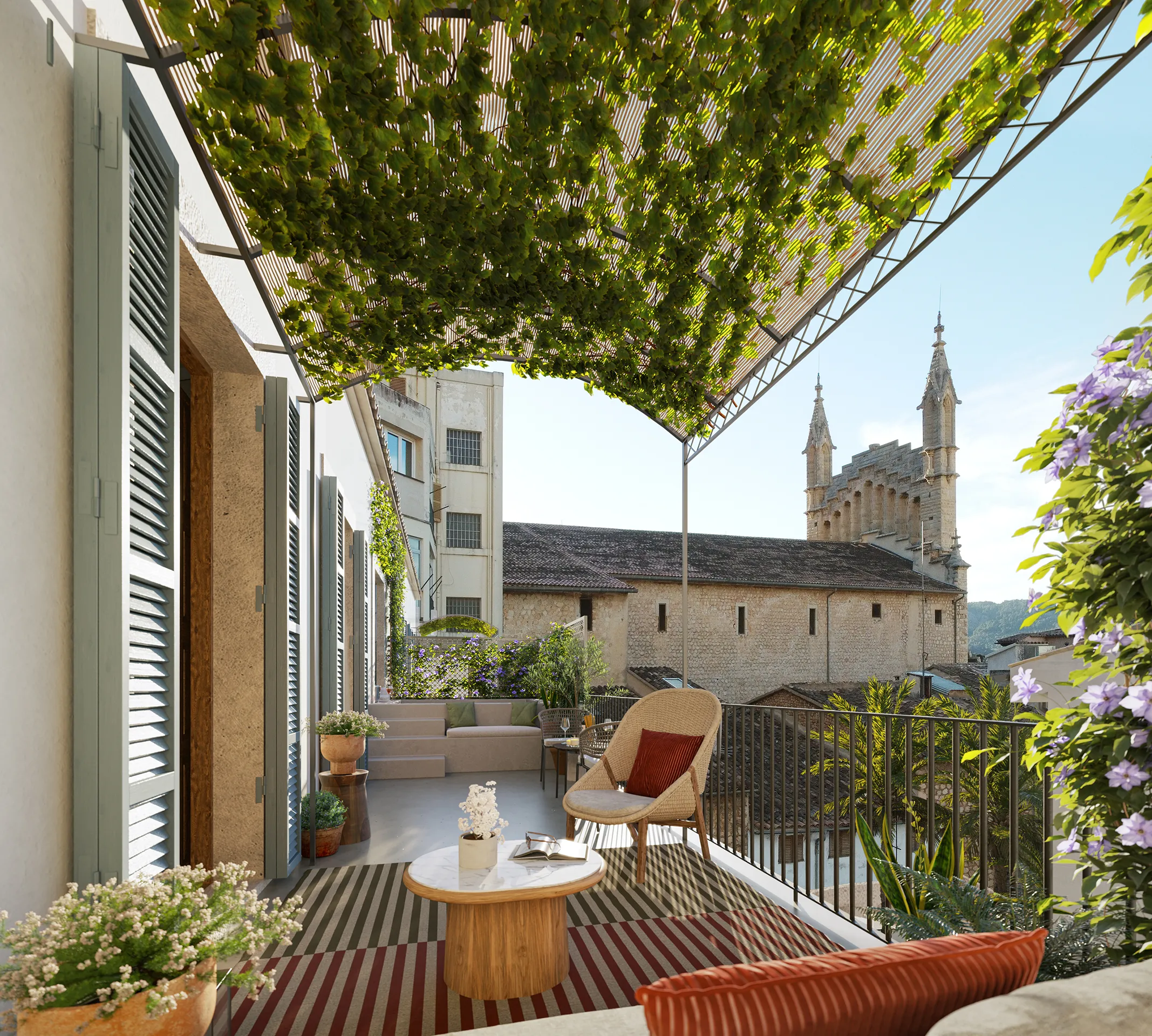 Cas Traginers Apartments Soller Mallorca Balcony architectural renders