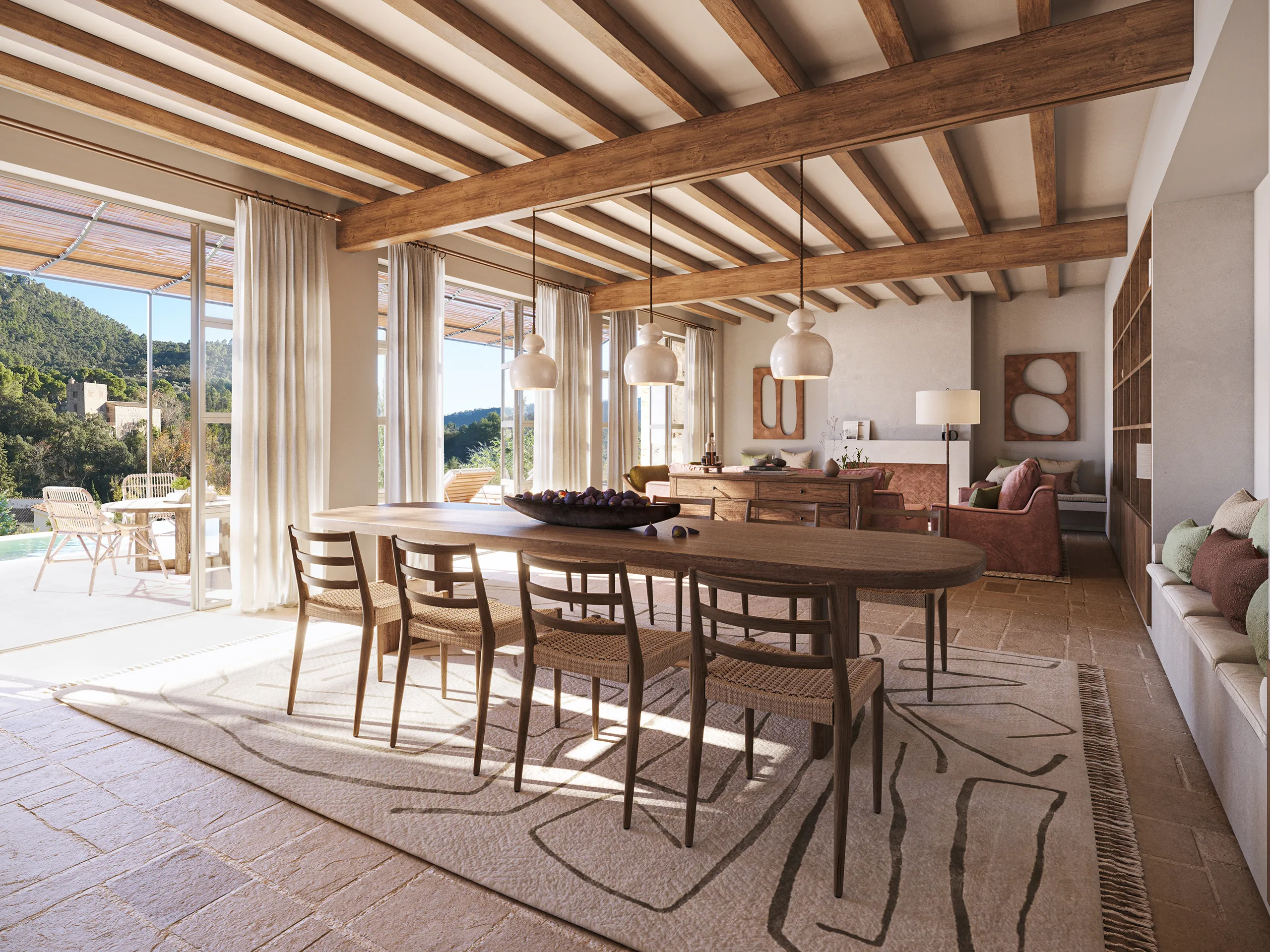 Casa Valldemossa Mallorca Comedor visualizacion arquitectonica