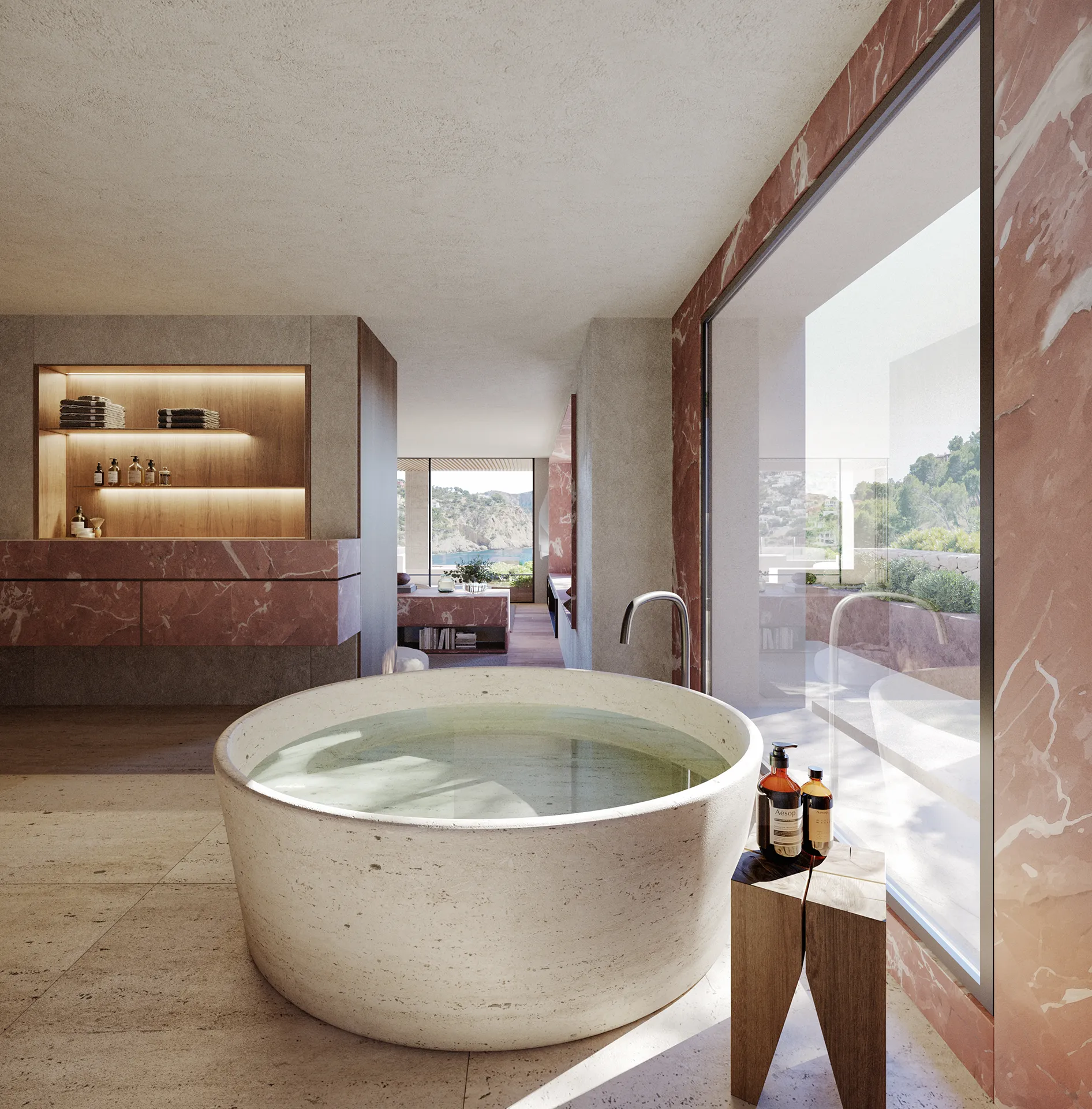Villa Boat Inlet Andratx Mallorca Baño visualizacion arquitectonica