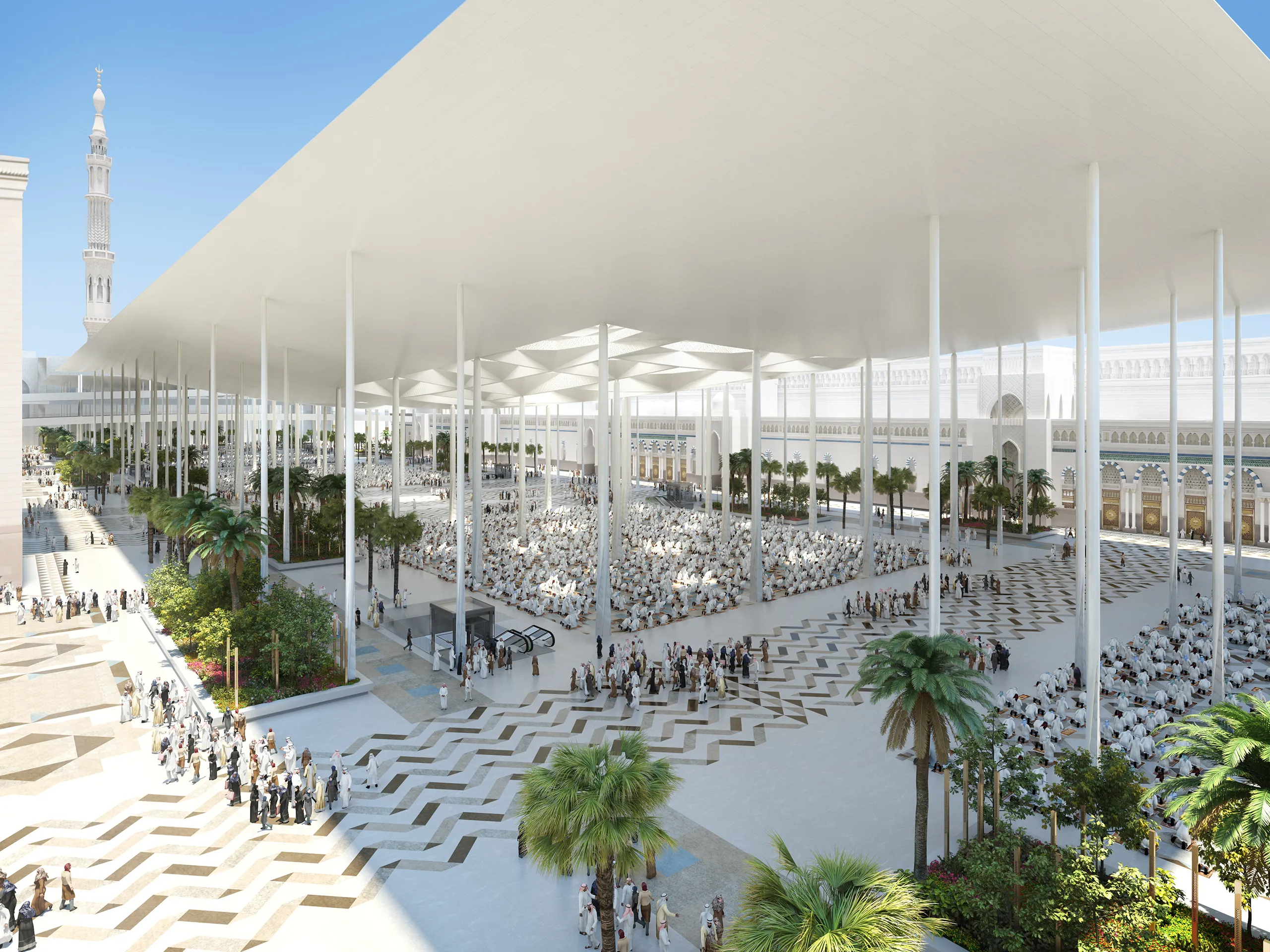 Medinah Mosque Medinah Saudi Arabia Fassade eye level Real Estate Visualization