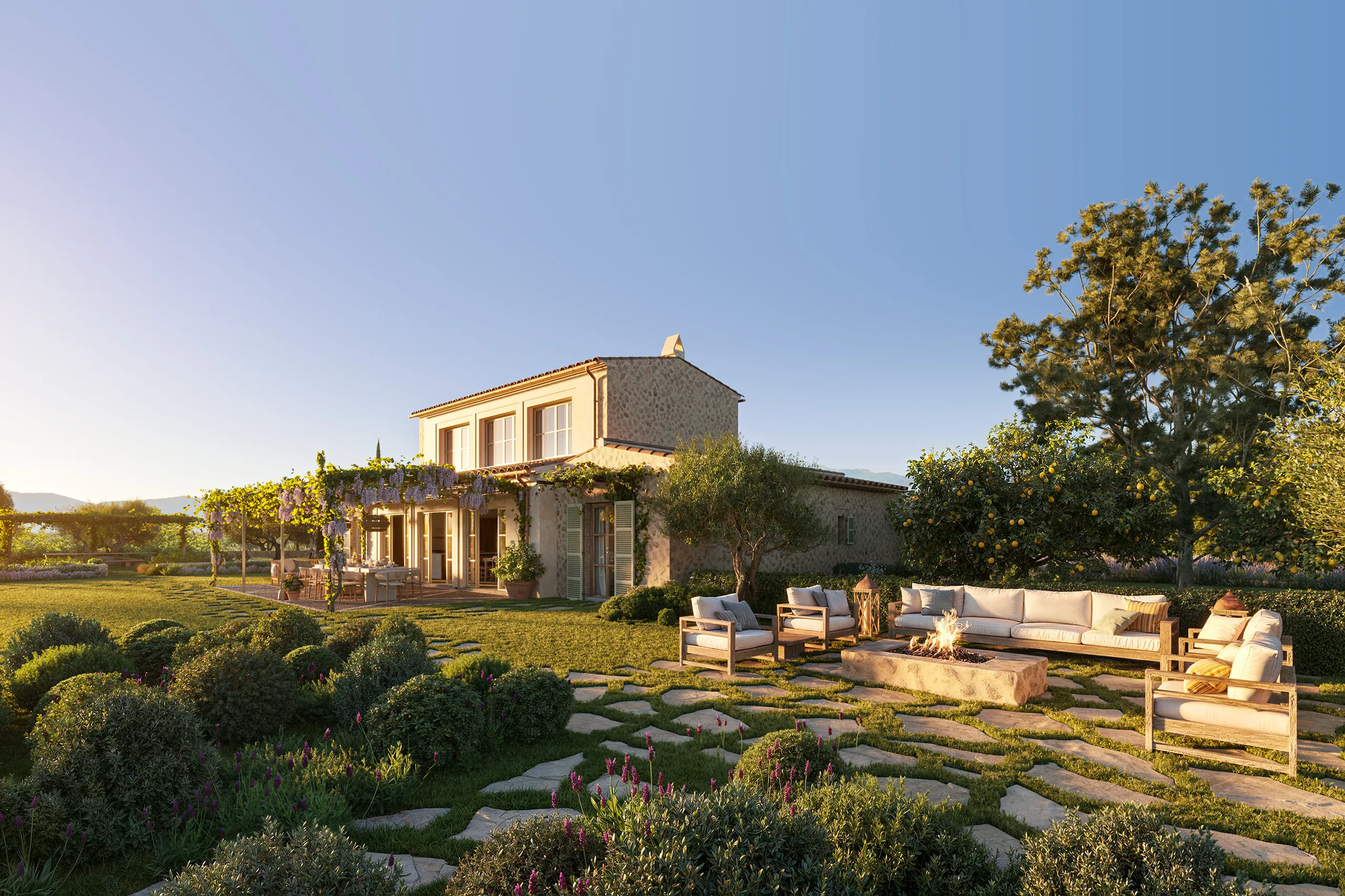 Villa Sta Maria Mallorca terraza Renders arquitectura