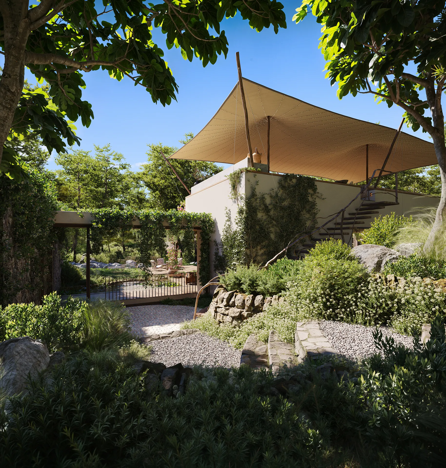 Finca Santa Gertrudis Ibiza pergola VR arquitectonica