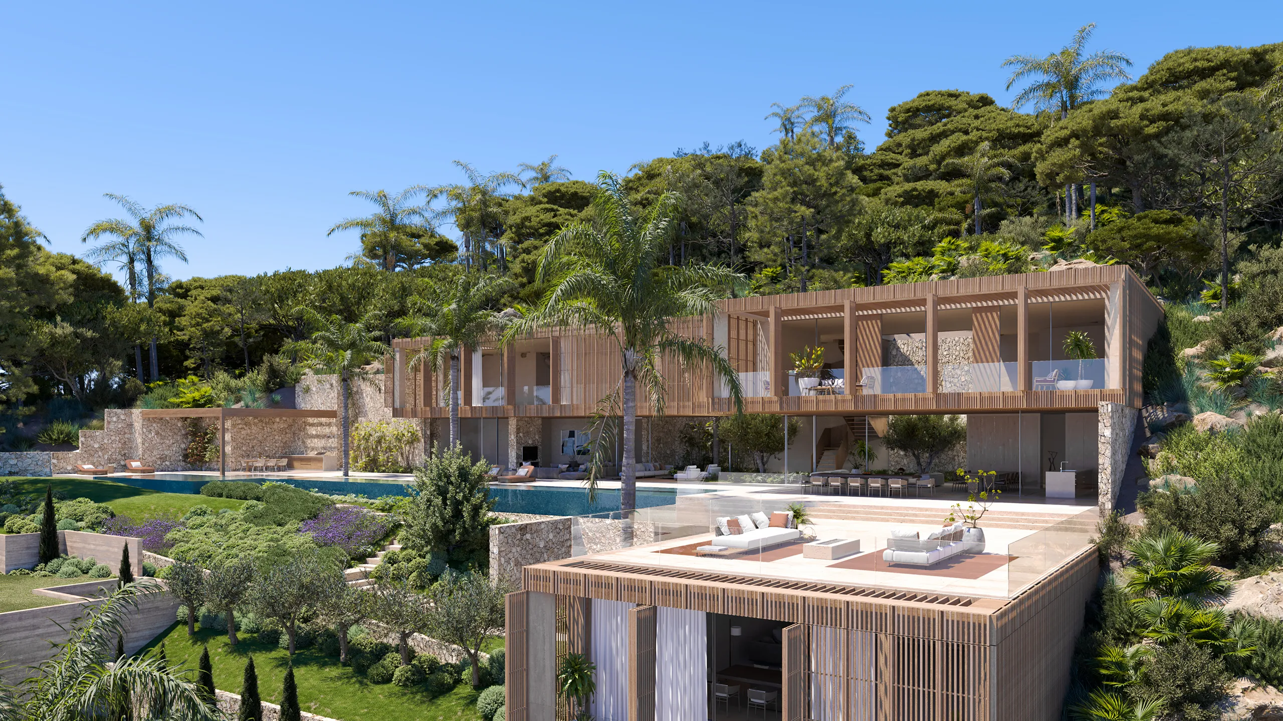 House Cala Llamp Andratx Mallorca Pool Hyperrealistic Visualisation