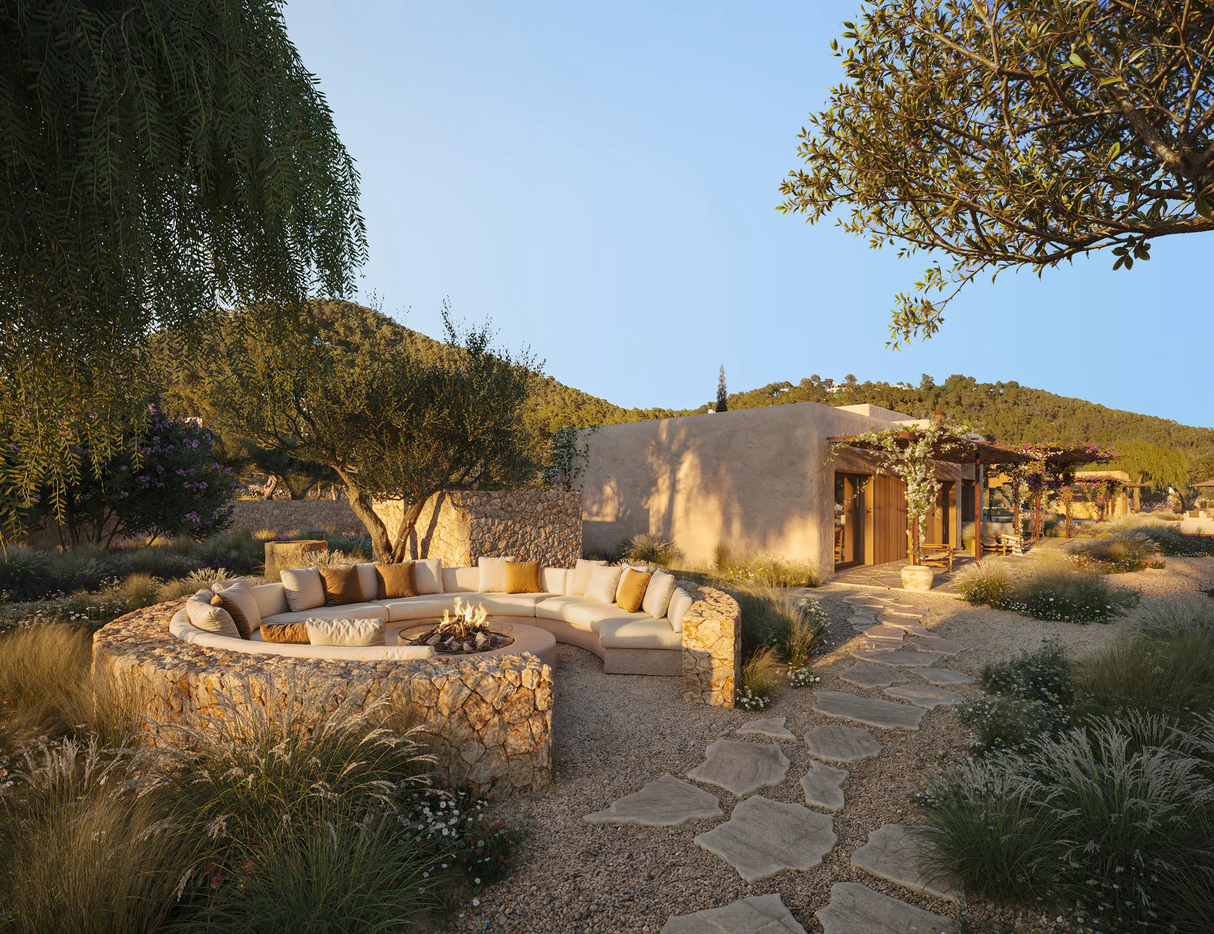 Villa Ibiza Ibiza hoguera Visualizacion fotorrealista