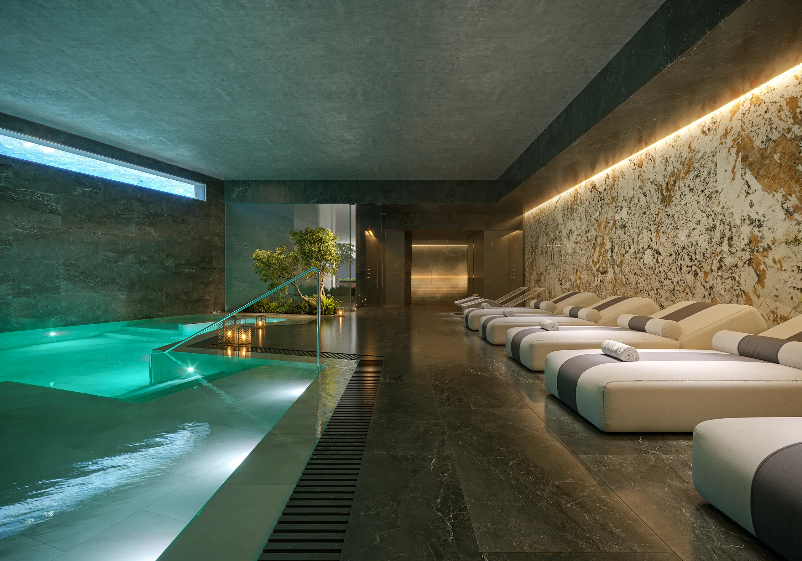 Benalus Residences Golden Mile Marbella Interior Pool Architectural 3D