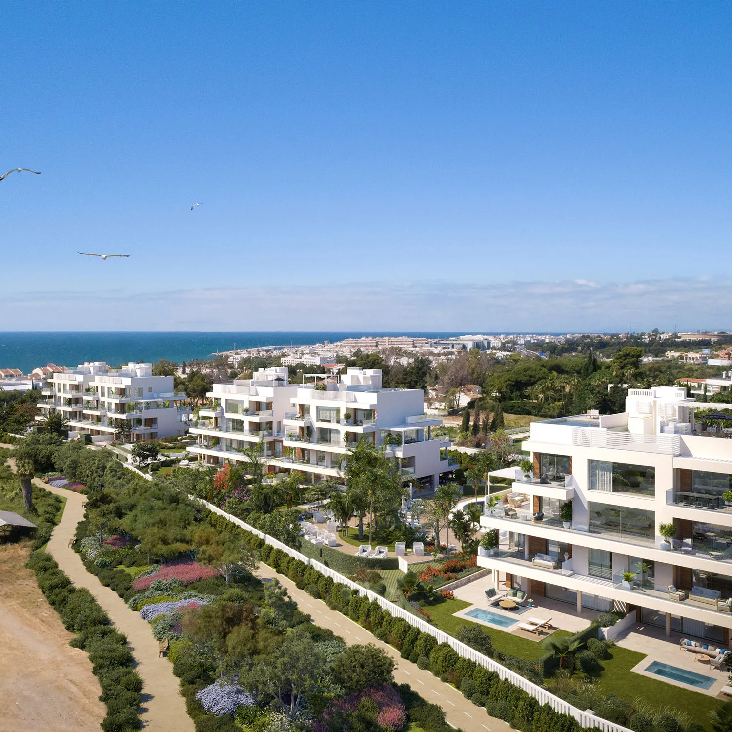 Benalus Residences Golden Mile Marbella Aerial view real estate renders