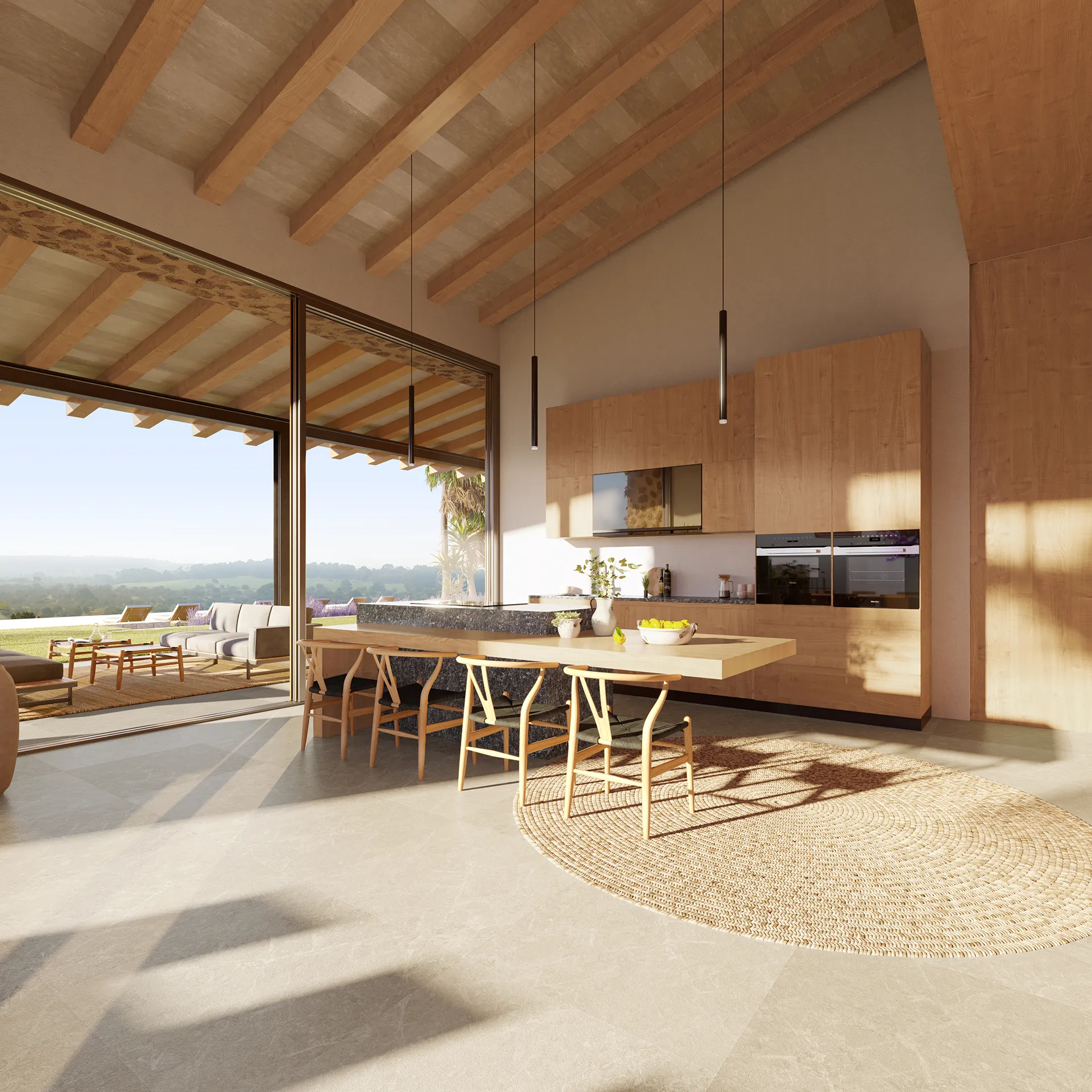 Finca Bunyola Mallorca Dining Architectural Rendering