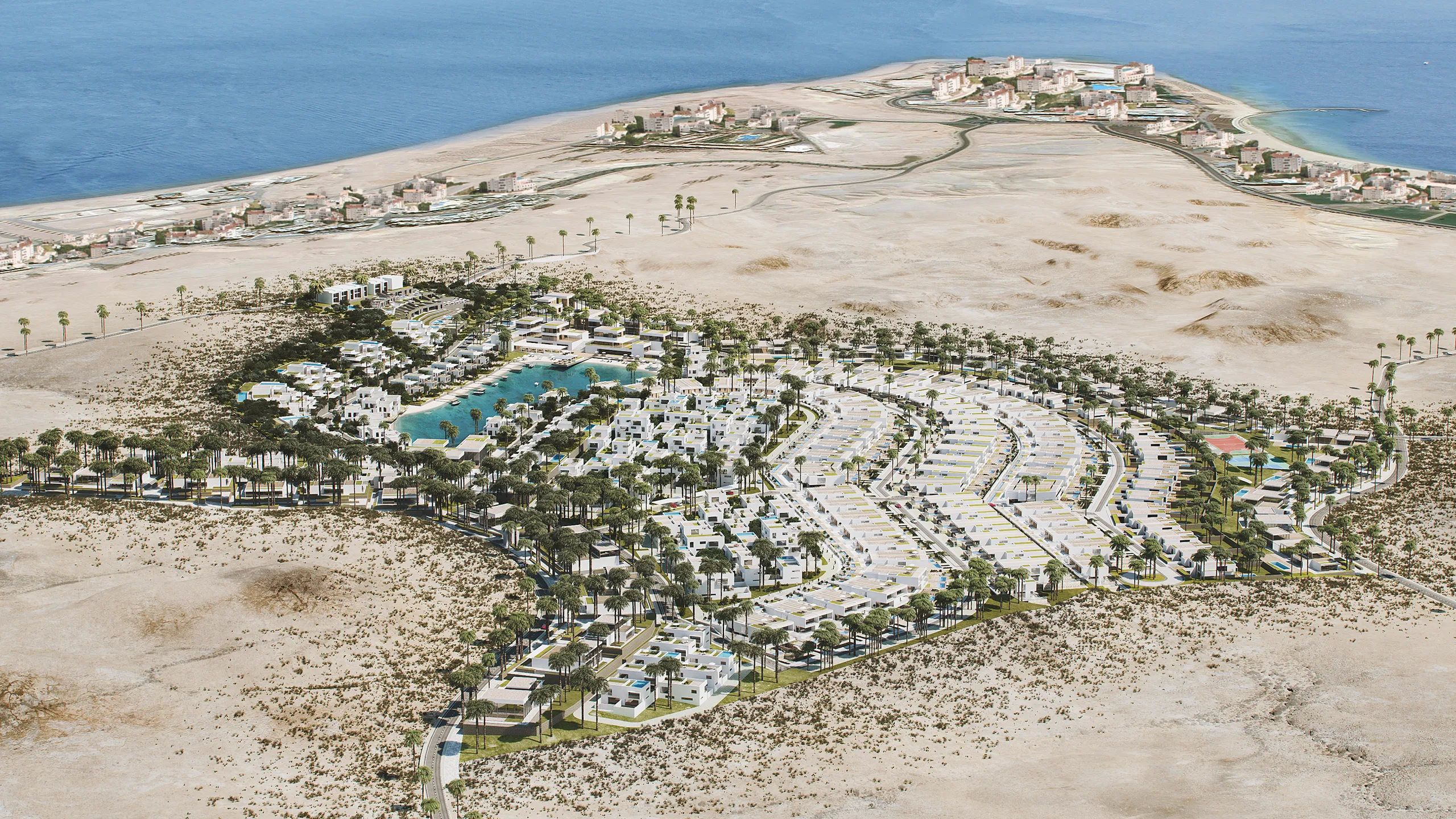 Sahl Hasheesh Masterplan Hurghada Egipto Vista aerea Branding Inmobiliario