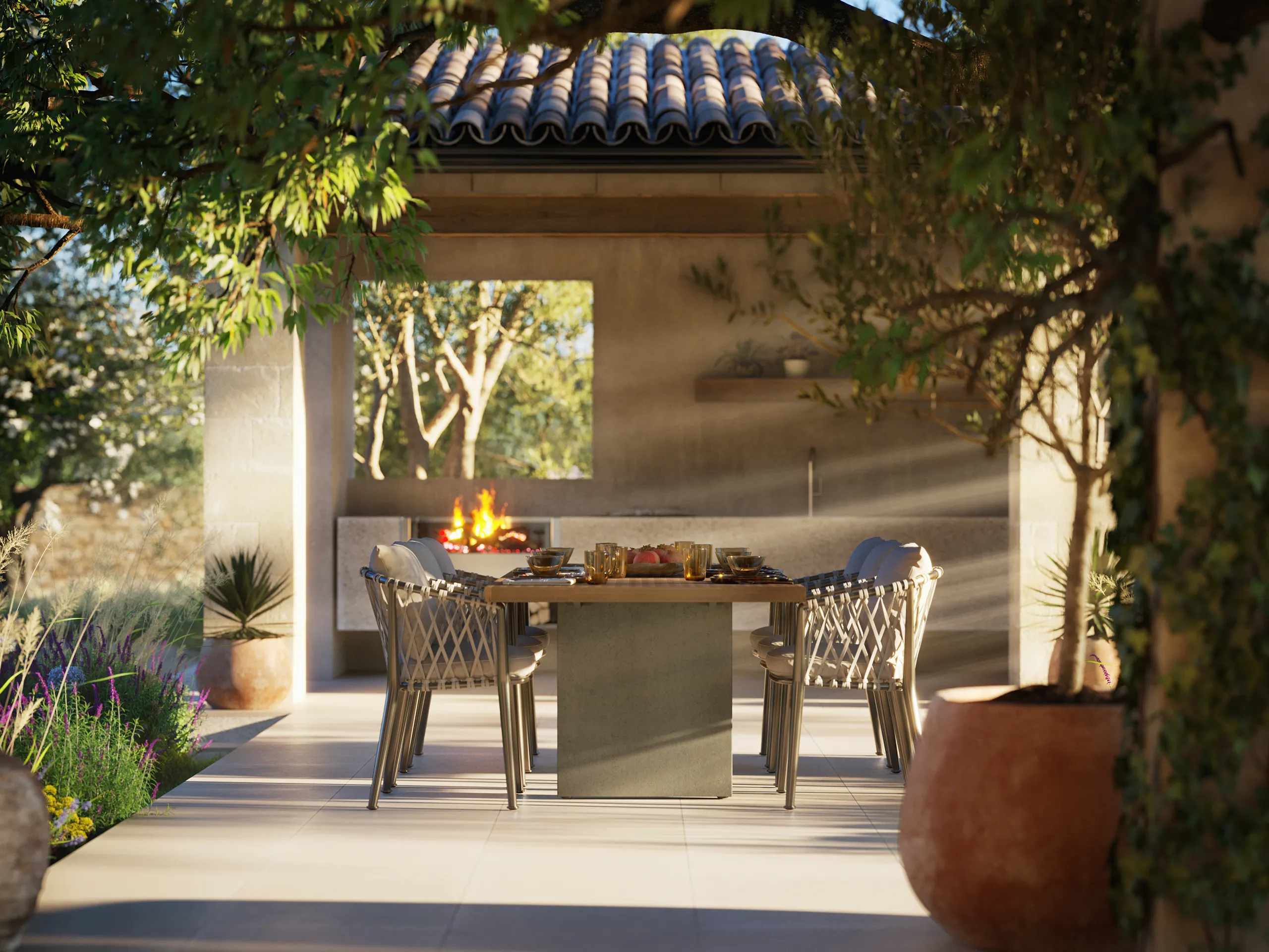 House Santanyi Mallorca Patio Architectural Renderings