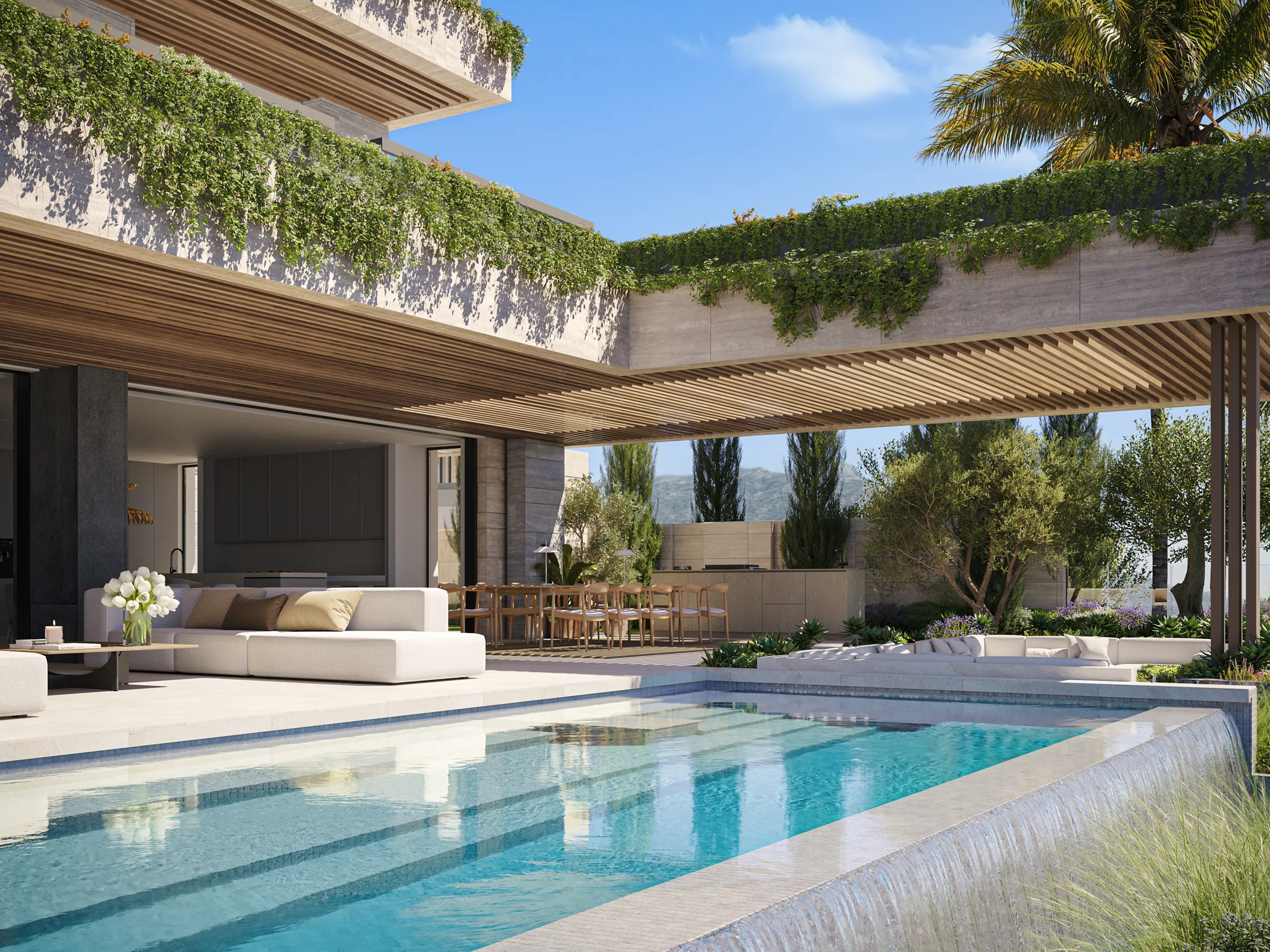Sky Villas Marbella piscina Visualizacion fotorrealista