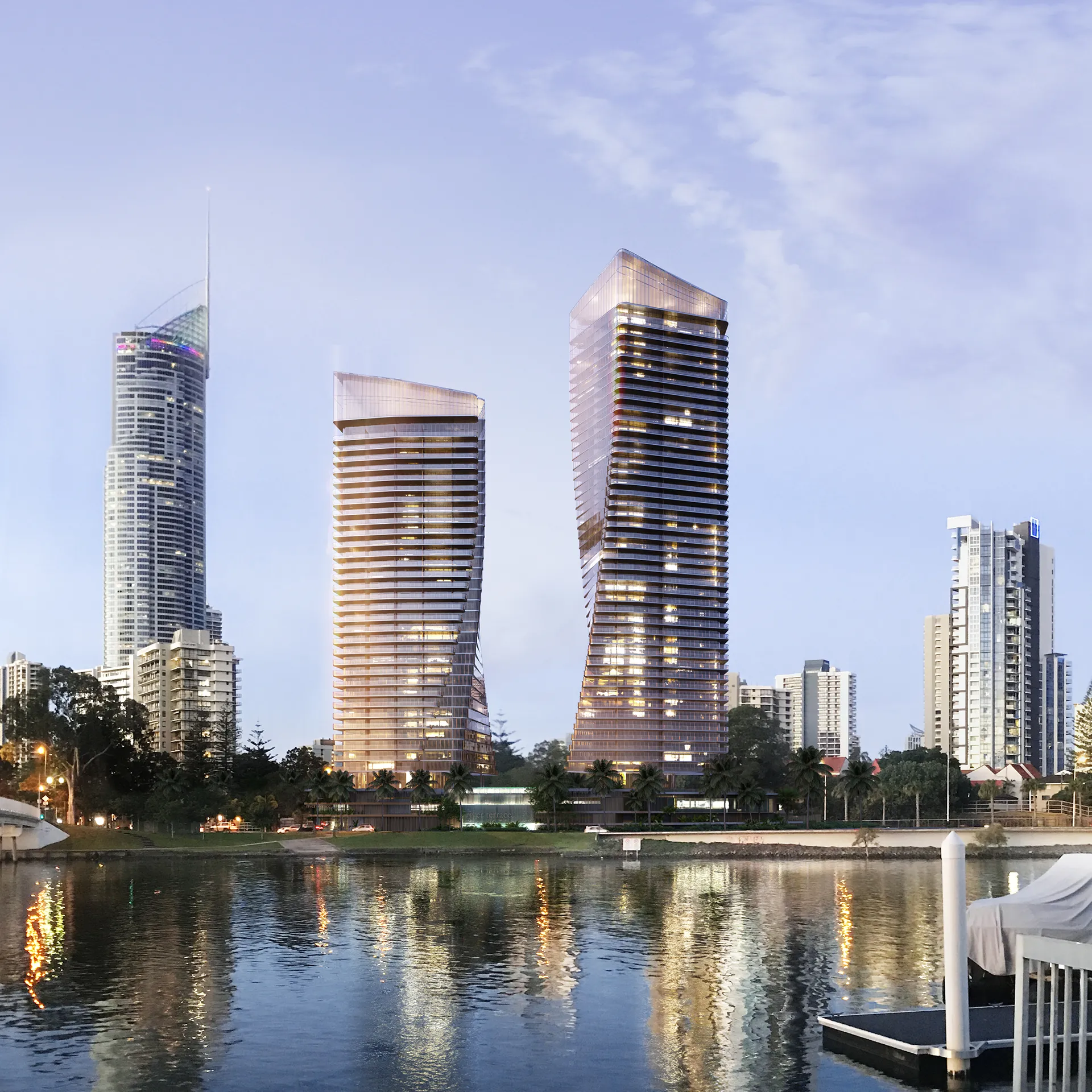 Hotel Sunnyland Gold Coast Australia Fassade eye level real estate renders