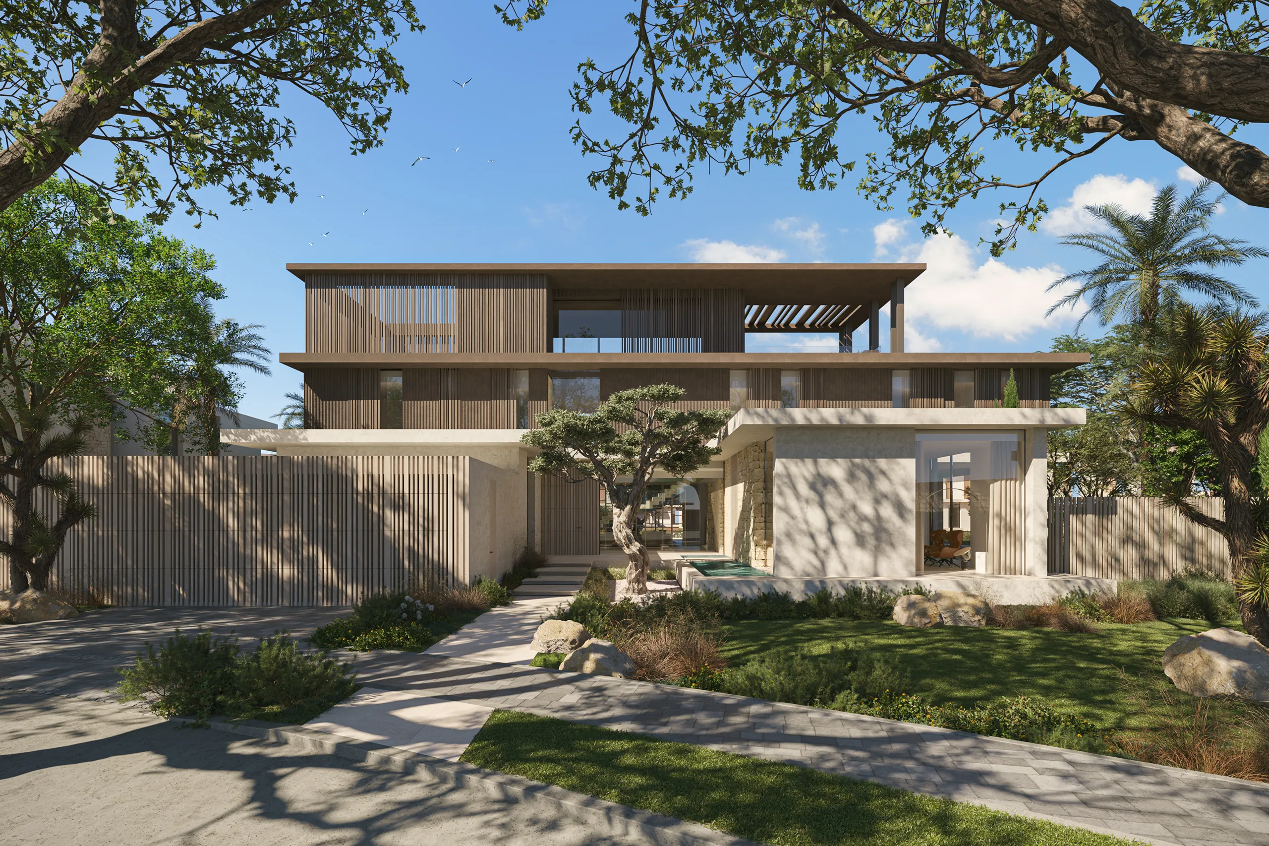 Villa Dubai Fassade eye level Real Estate 3D