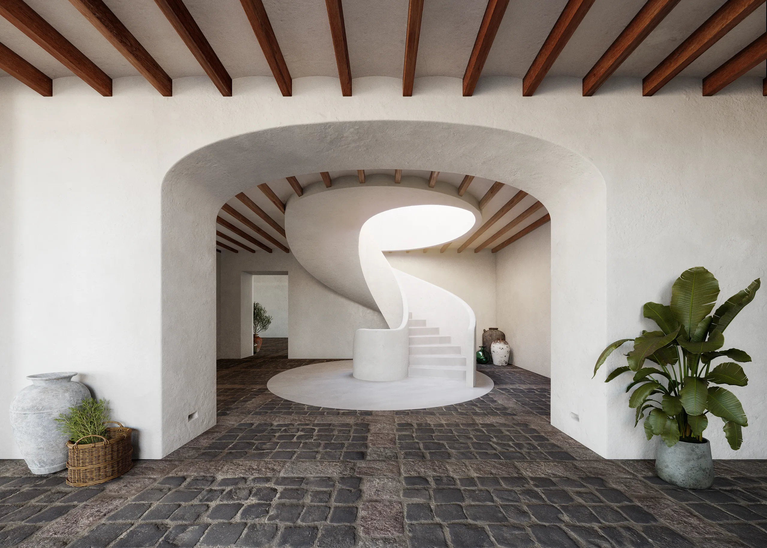 Villa Soller Mallorca stair Photorealistic Visualization