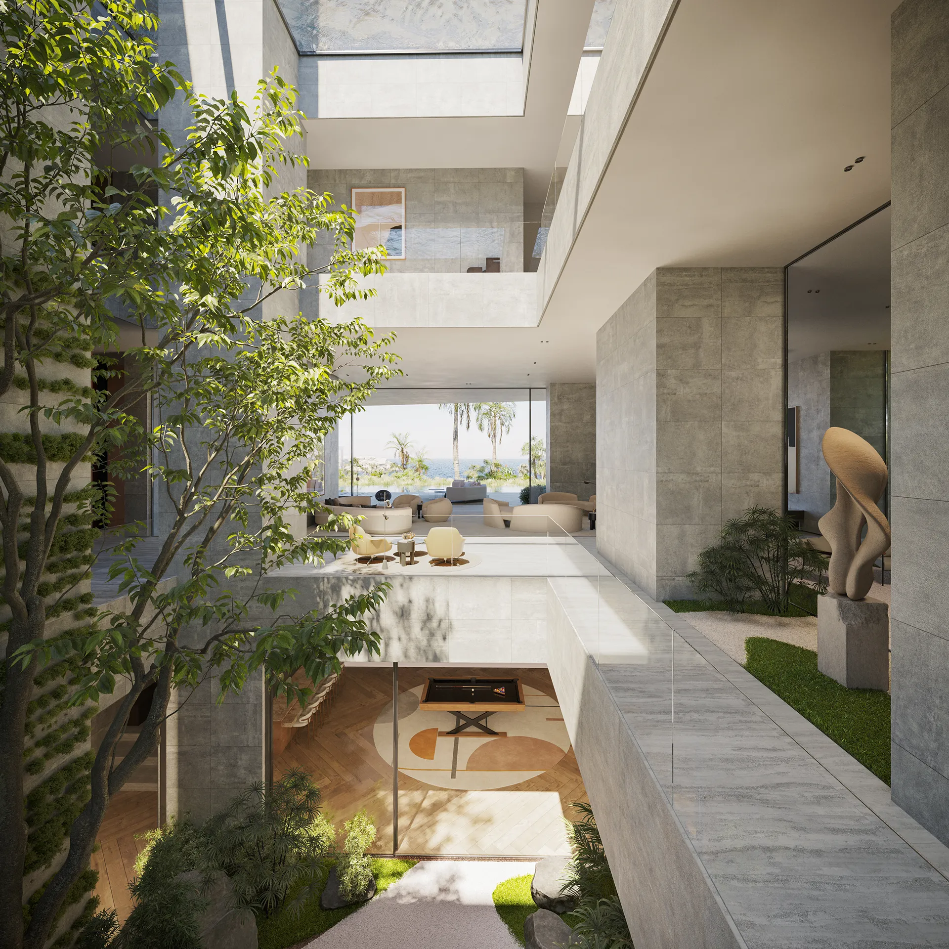 Villa Bay Jumeirah Bay Dubai escalera 3d fotorrealista