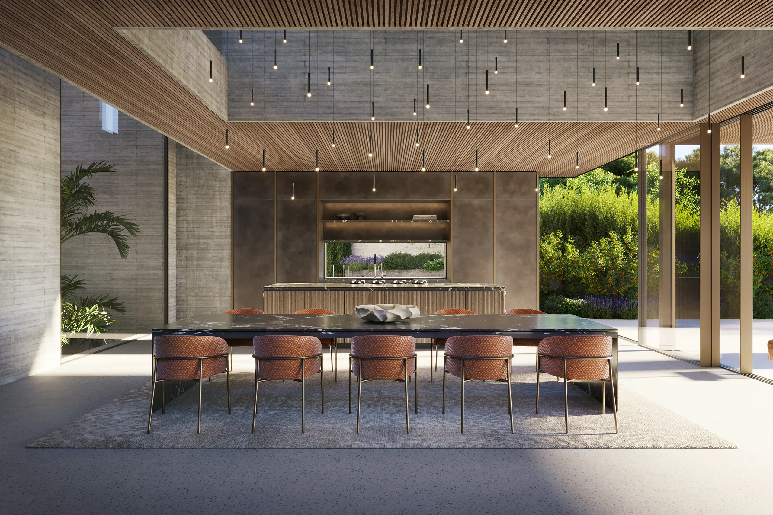 House Costa Den Blanes Mallorca Outdoor Kitchen Architectural Visualization