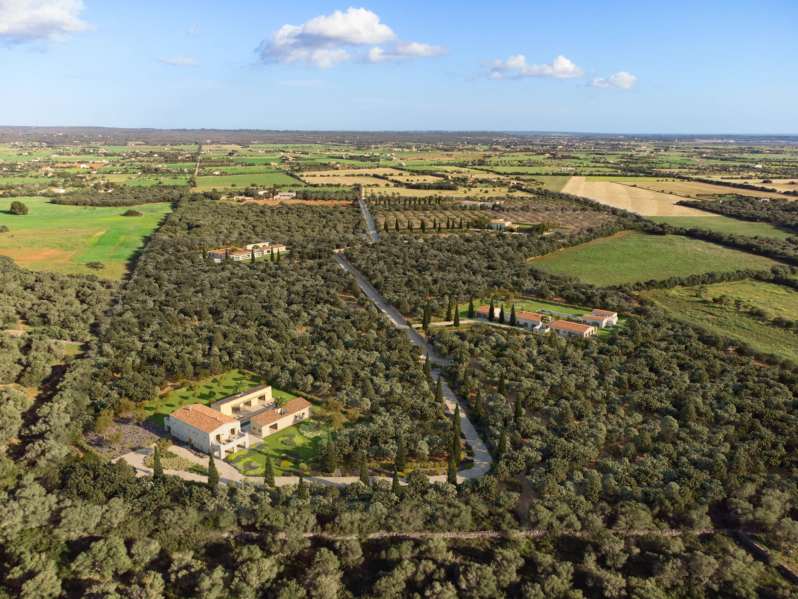 House Camp Santanyi Mallorca Aerial view Architectural renders