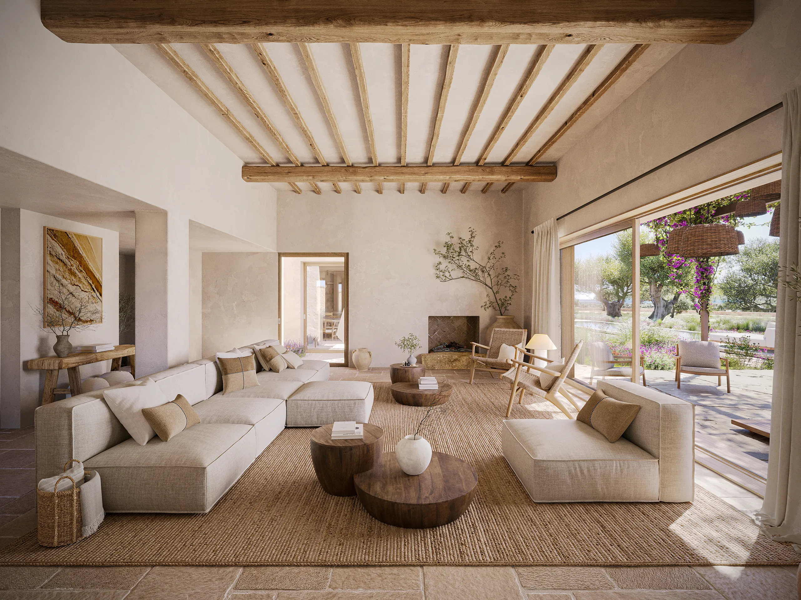 Villa Ibiza Ibiza sala estar fotorrealismo CGI