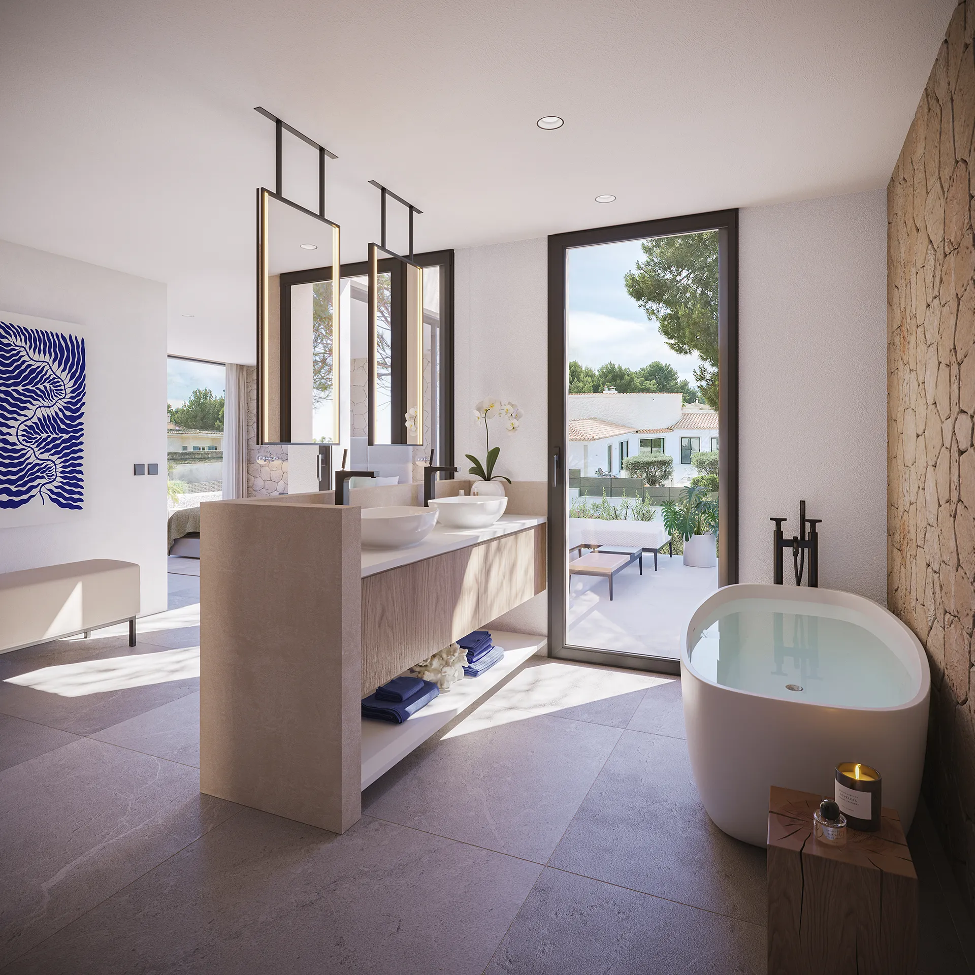 House Sta Ponca Mallorca Bedroom photorealistic visualization
