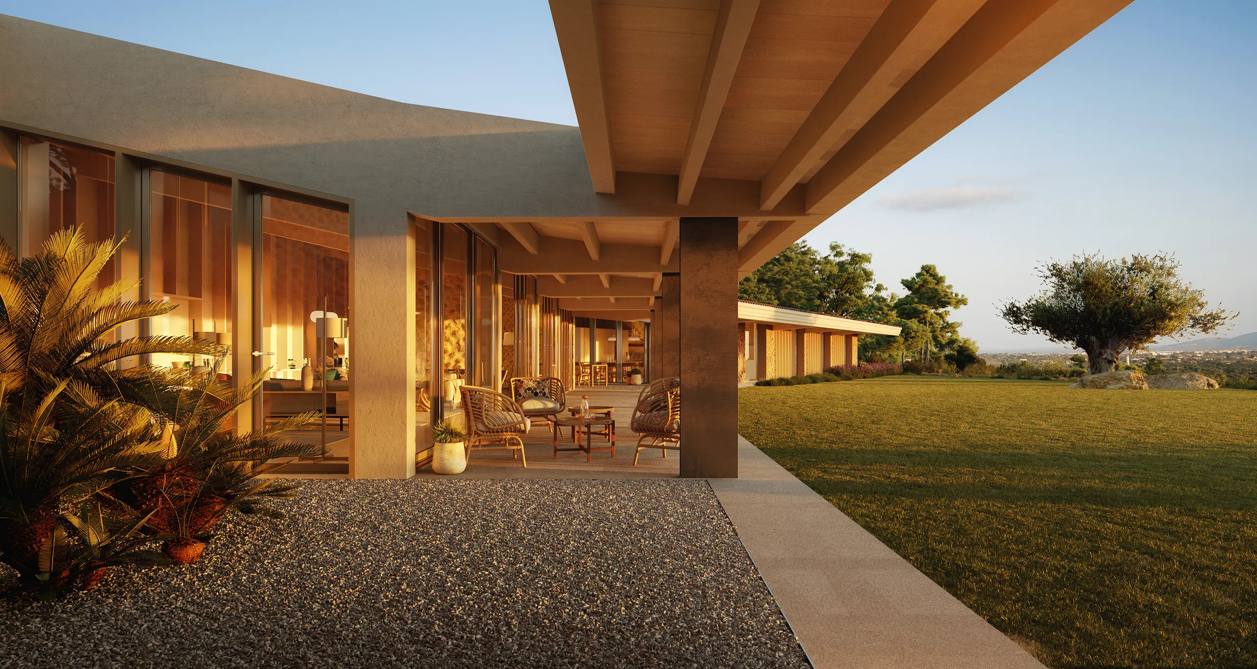 House Bunyola Mallorca Patio Real Estate Rendering