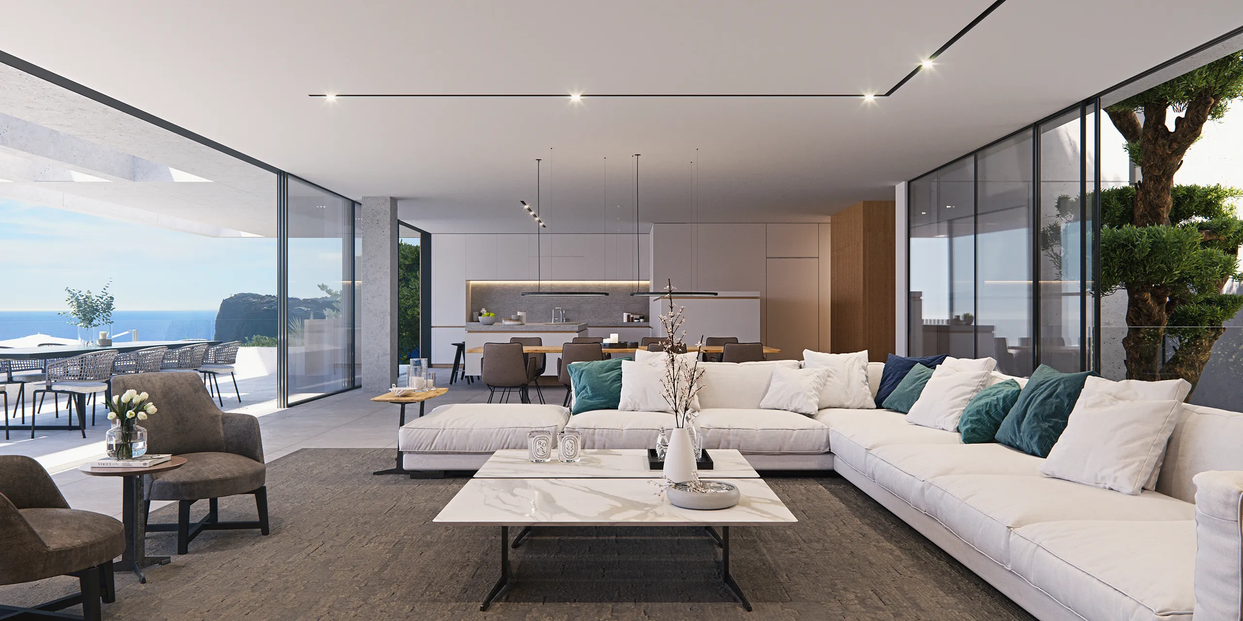 House Cala Llamp Mallorca Living 3D Architecture