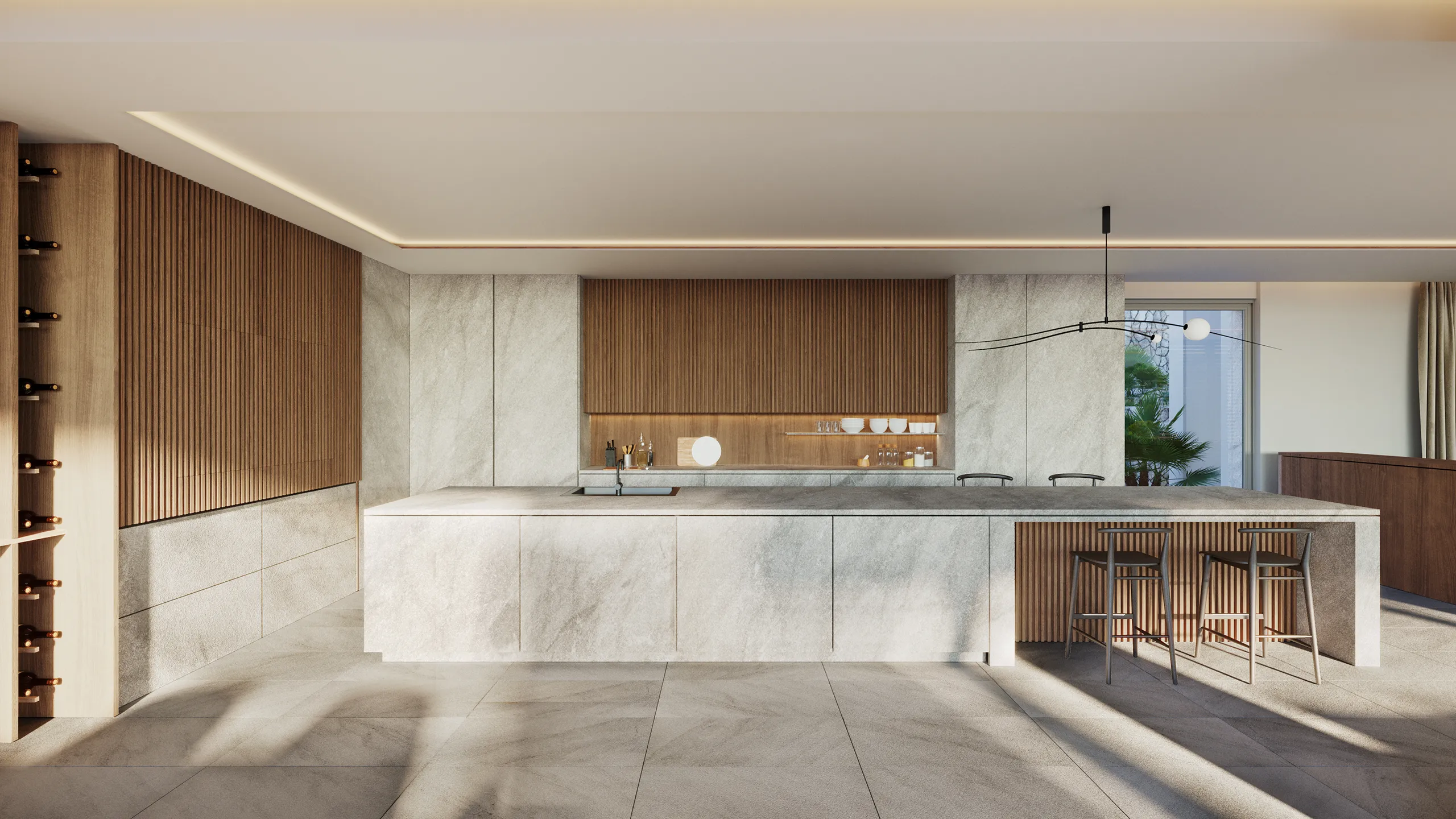 Villa High End Andratx Mallorca Kitchen photorealistic 3d