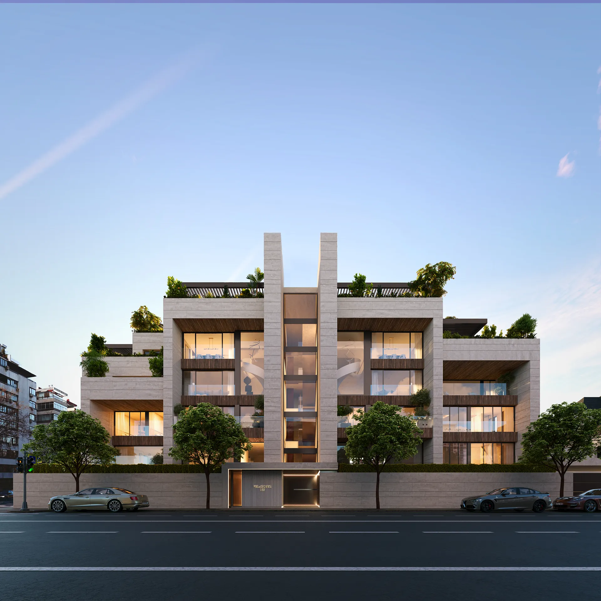 Viviendas Luxury Madrid Fassade eye level Architectural Visualization