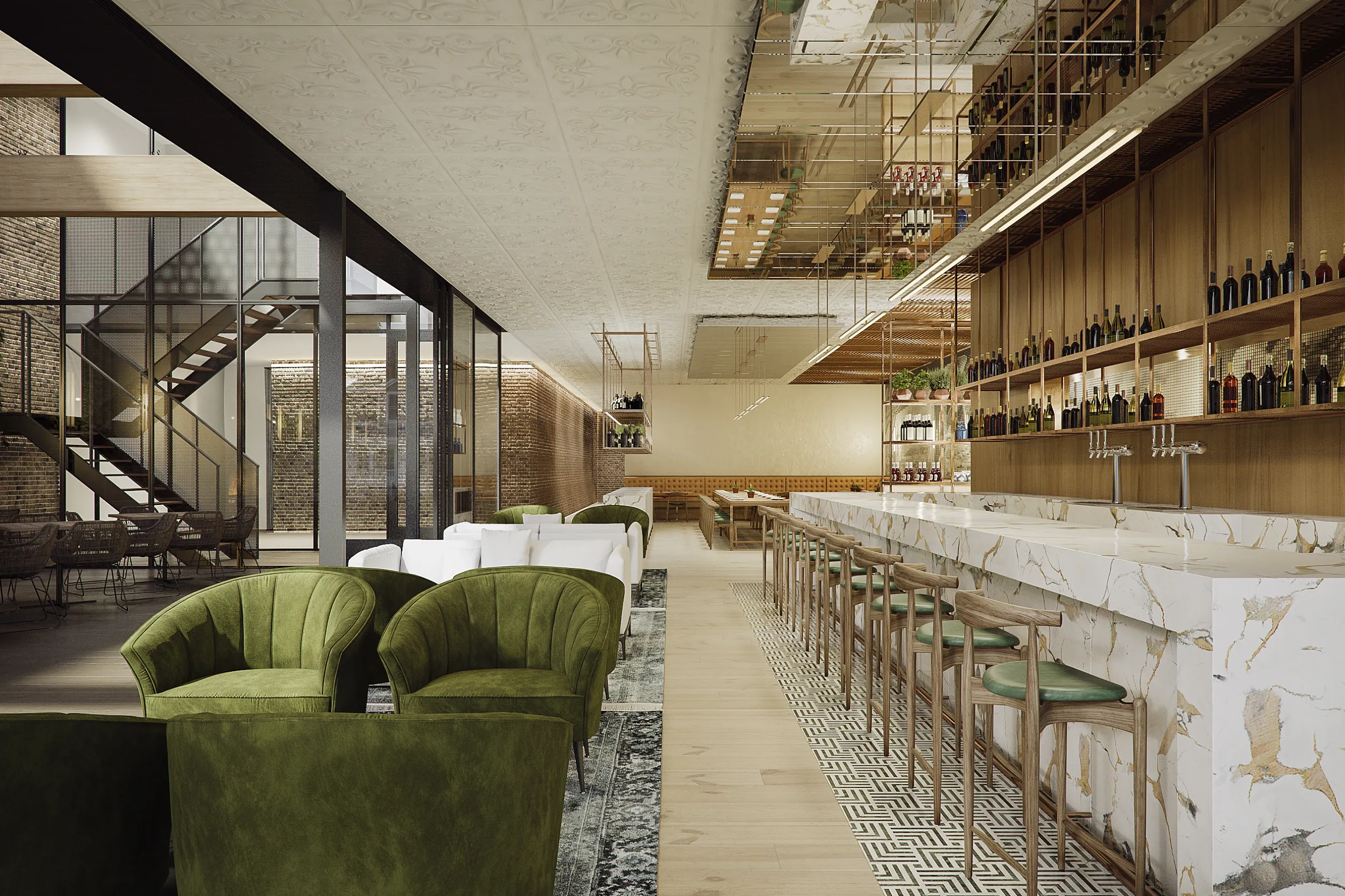 Shubas Bar Chicago EEUU restaurante bar visualizacion arquitectonica