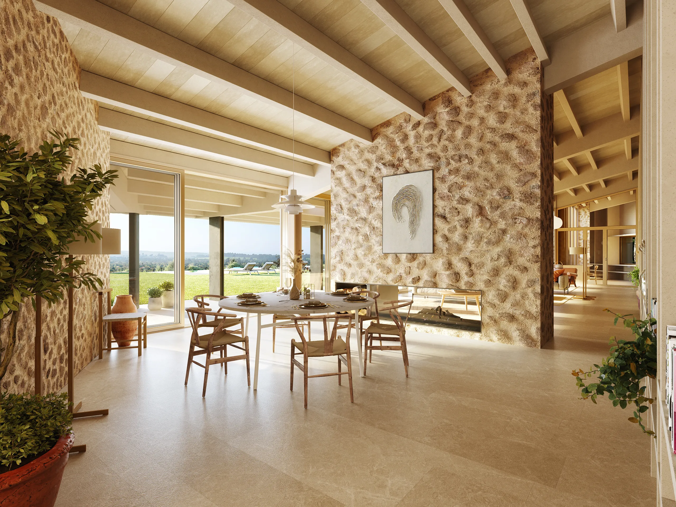 House Bunyola Mallorca Dining Property Branding Visualization