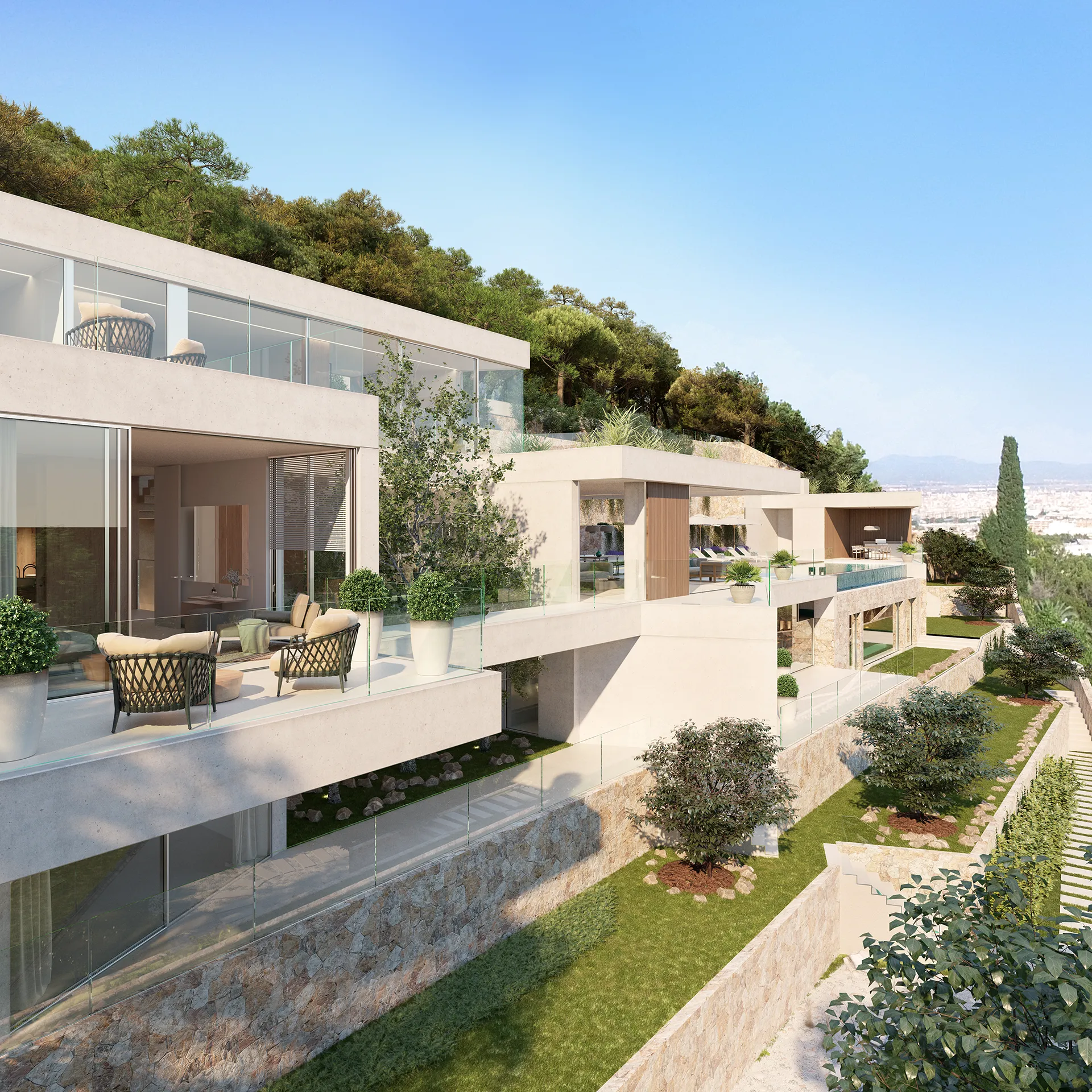 House Son Vida Mallorca Fassade eye level Photorealistics Visualisations