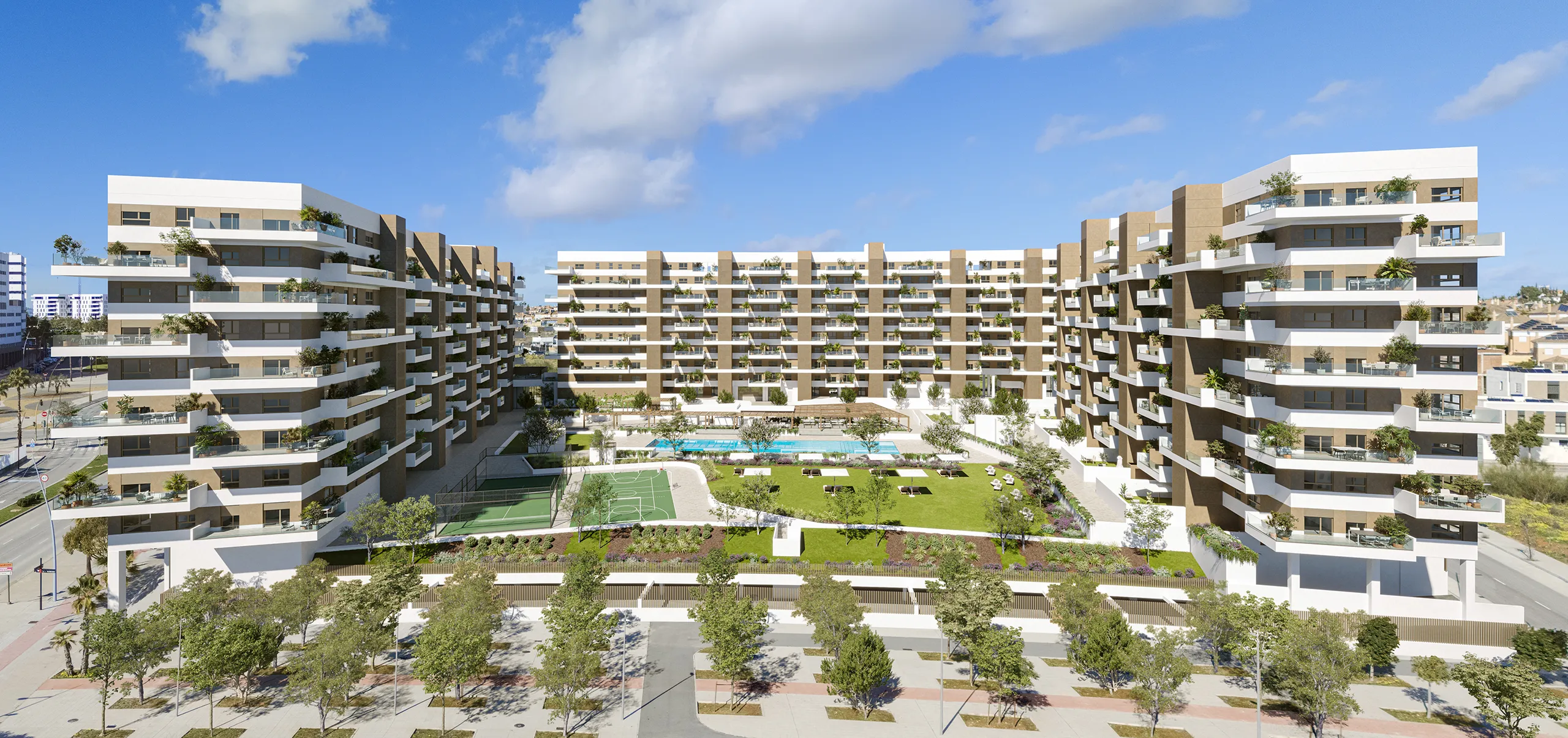Entrenucleos Piso Sevilla Spain Aerial view Architectural Visualization