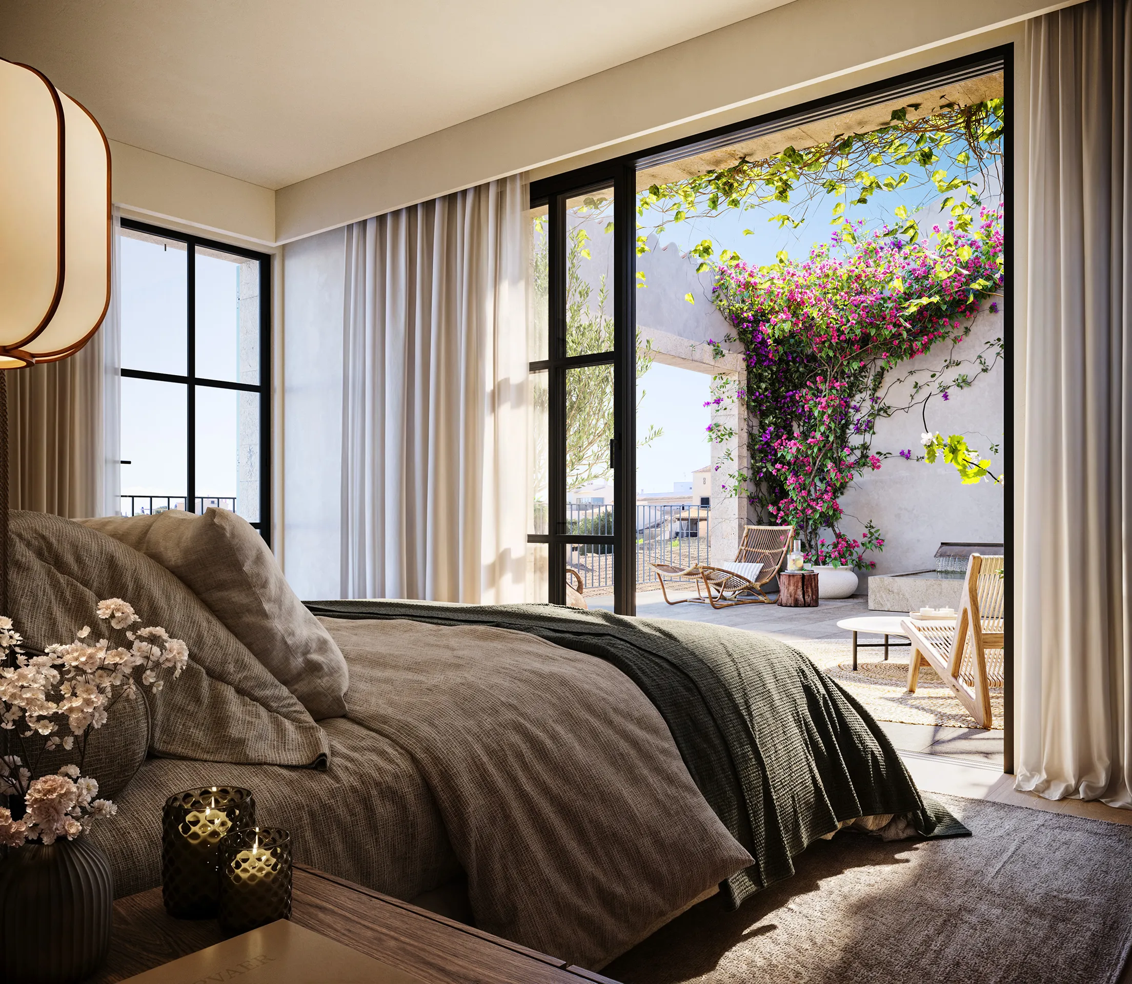 Townhouse Santanyi Mallorca Bedroom Photorealistics Cgi