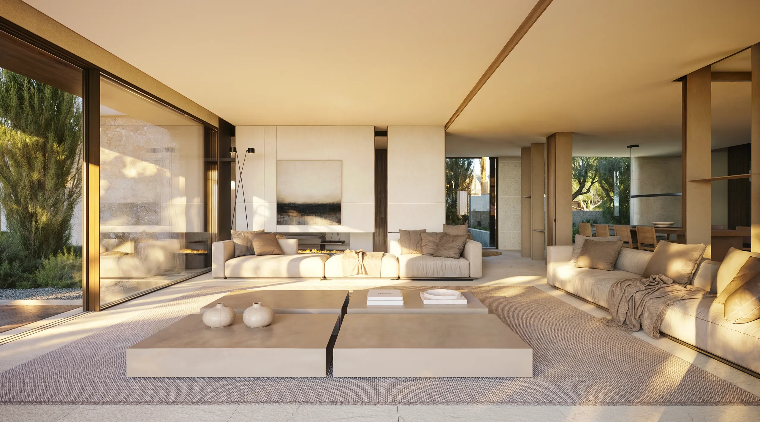 Villa Cala Falco Mallorca sala estar Tour Virtual Arquitecturas