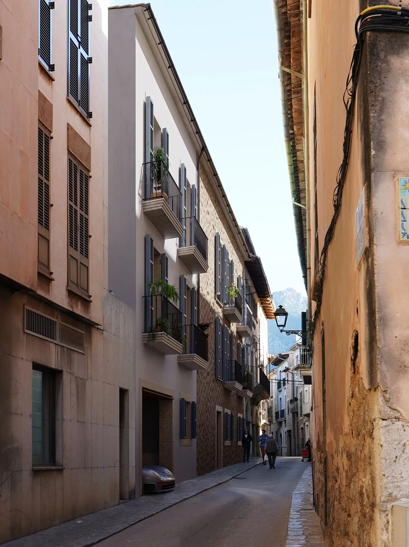 Cas Traginers Apartments Soller Mallorca Fassade eye level 3D Photorealism
