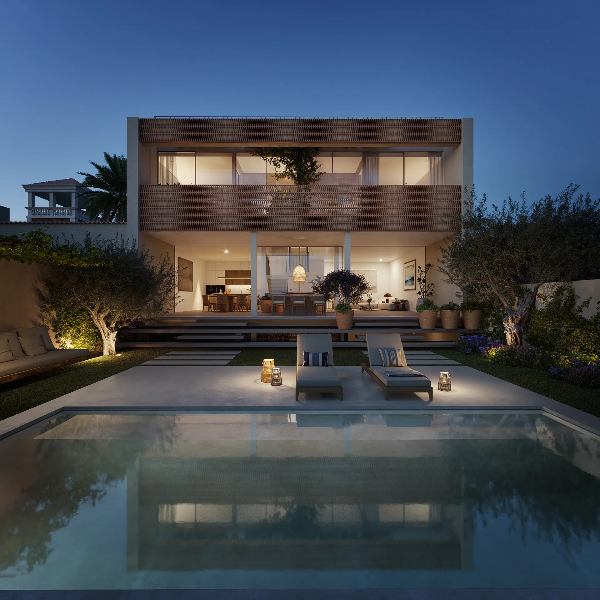 House Palma Mallorca Pool Property Branding Renders