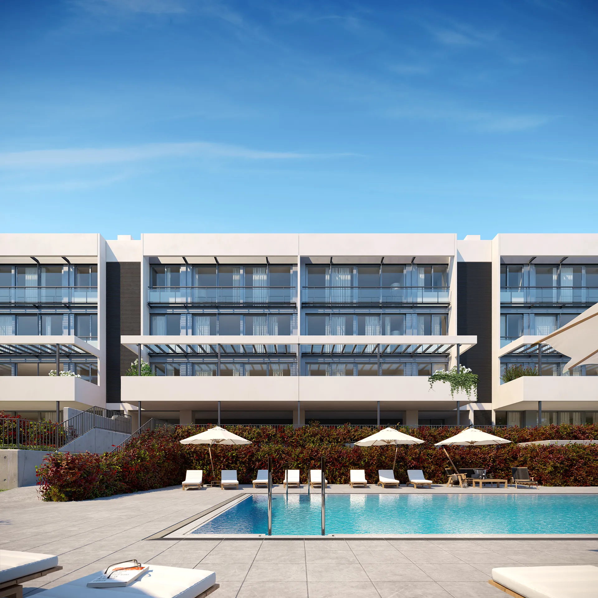 Housing Aravaca Madrid Pool photorealistic render