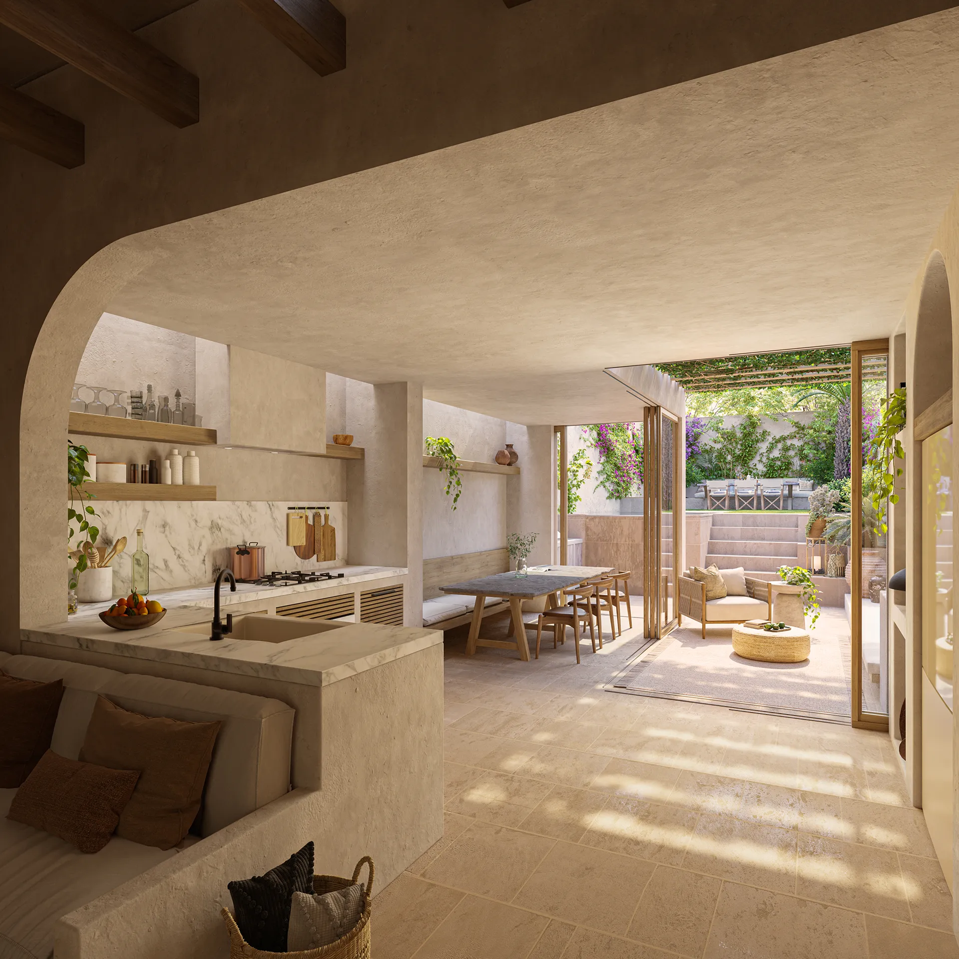 Casa Alaro Mallorca sala estar Visualizacion Arquitectonica