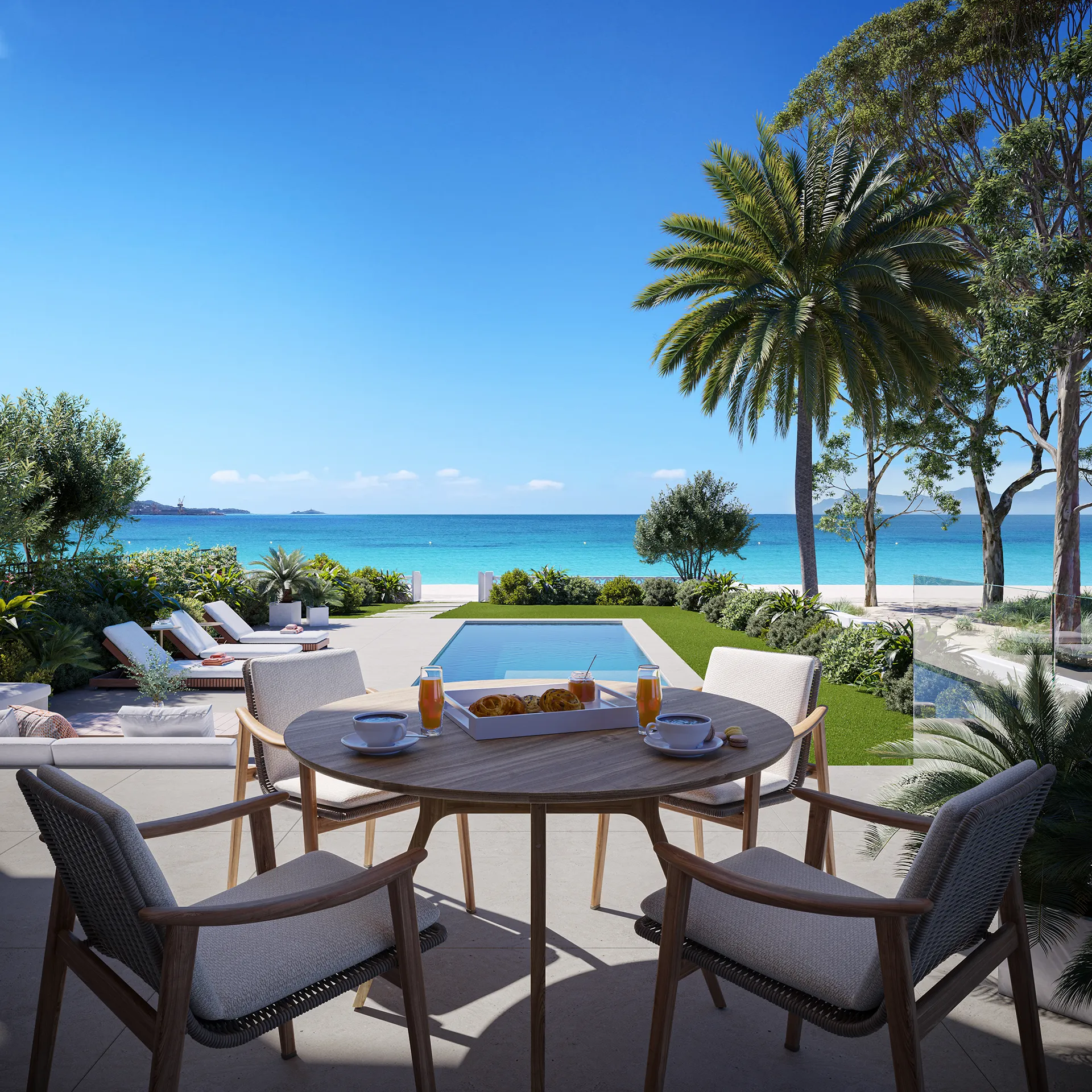 Villa Alcudia Mallorca terrace Hyperrealistic Cgi