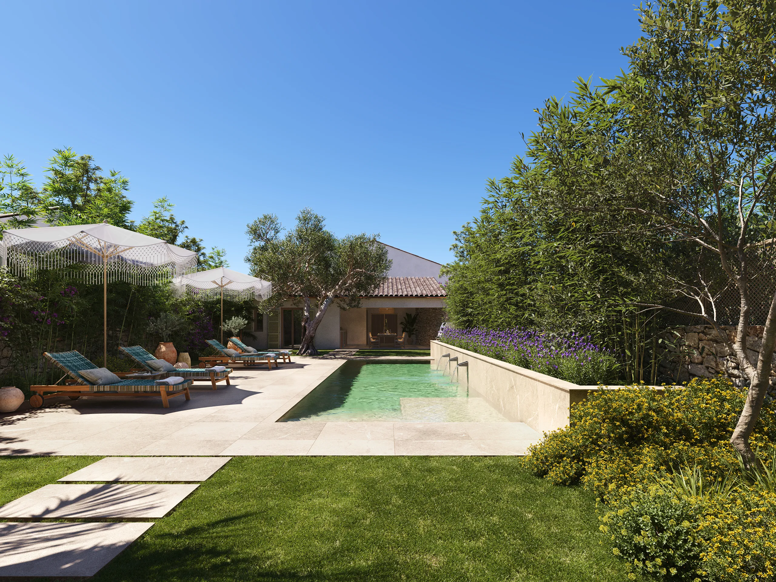 House Lloseta Mallorca Pool Architectural Visualisations