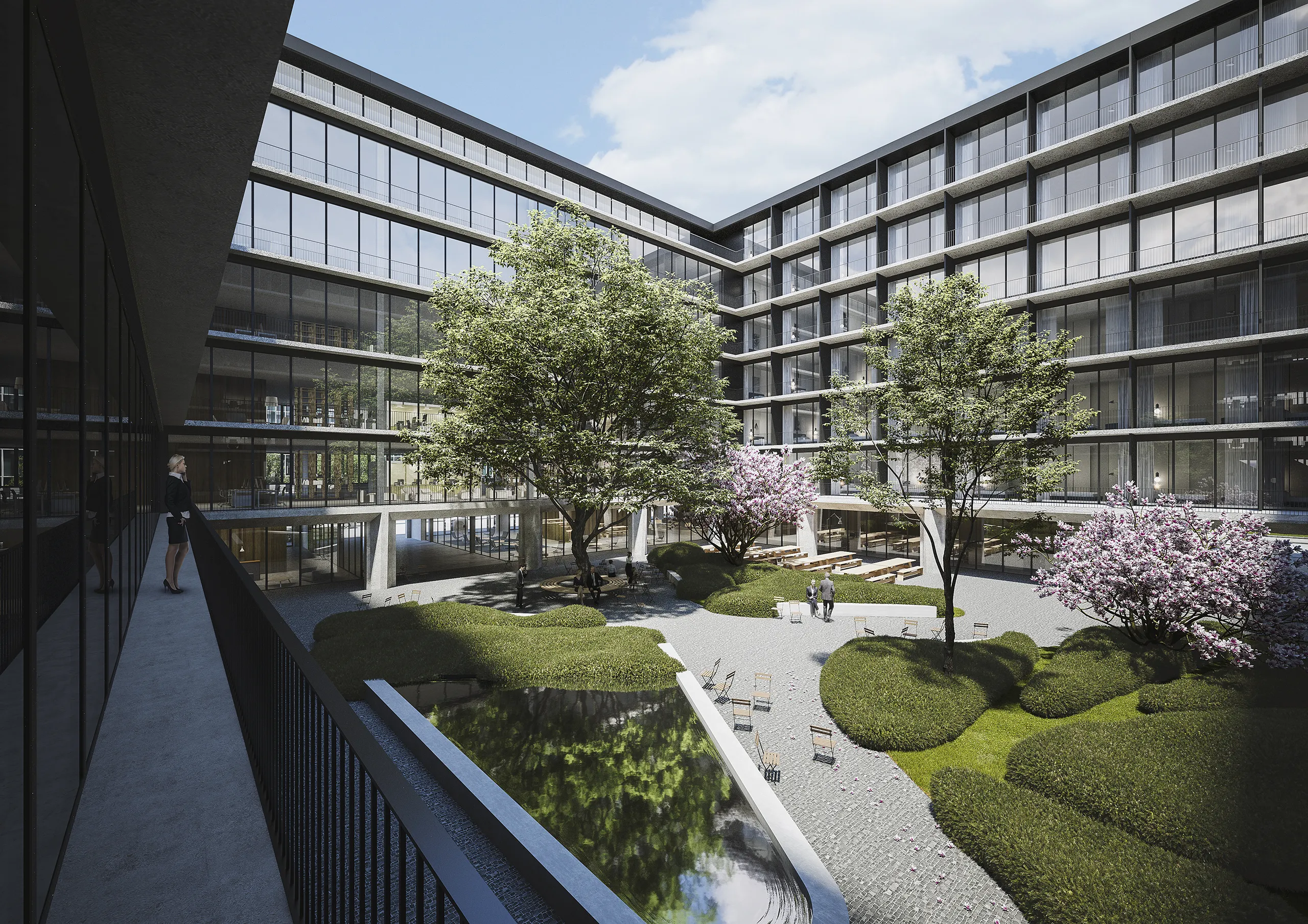 Hotel Munich Munich Germany Common Areas Architectural Visualization