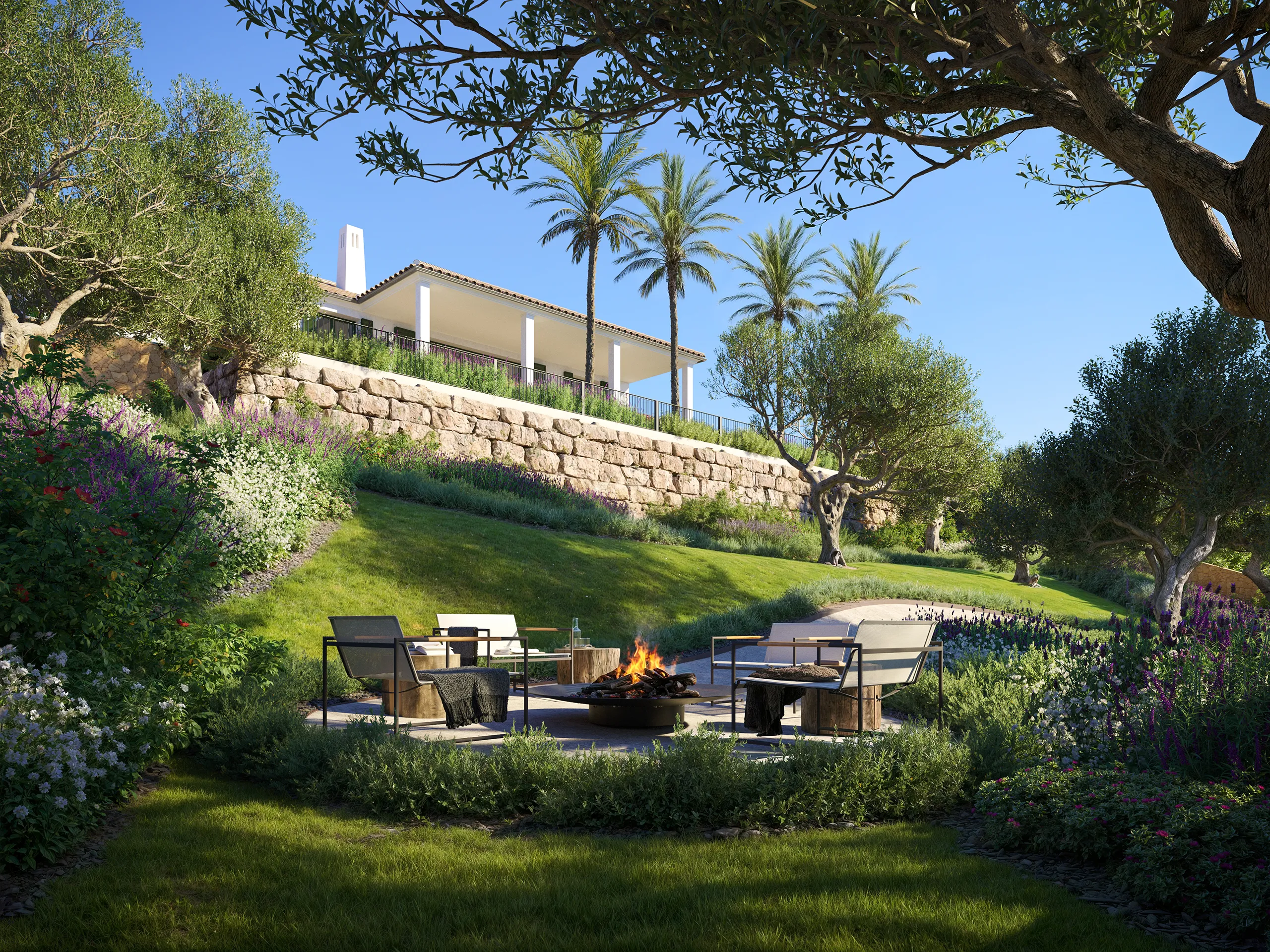 Villa Finca Cortesin Marbella Garden Property Branding Cgi