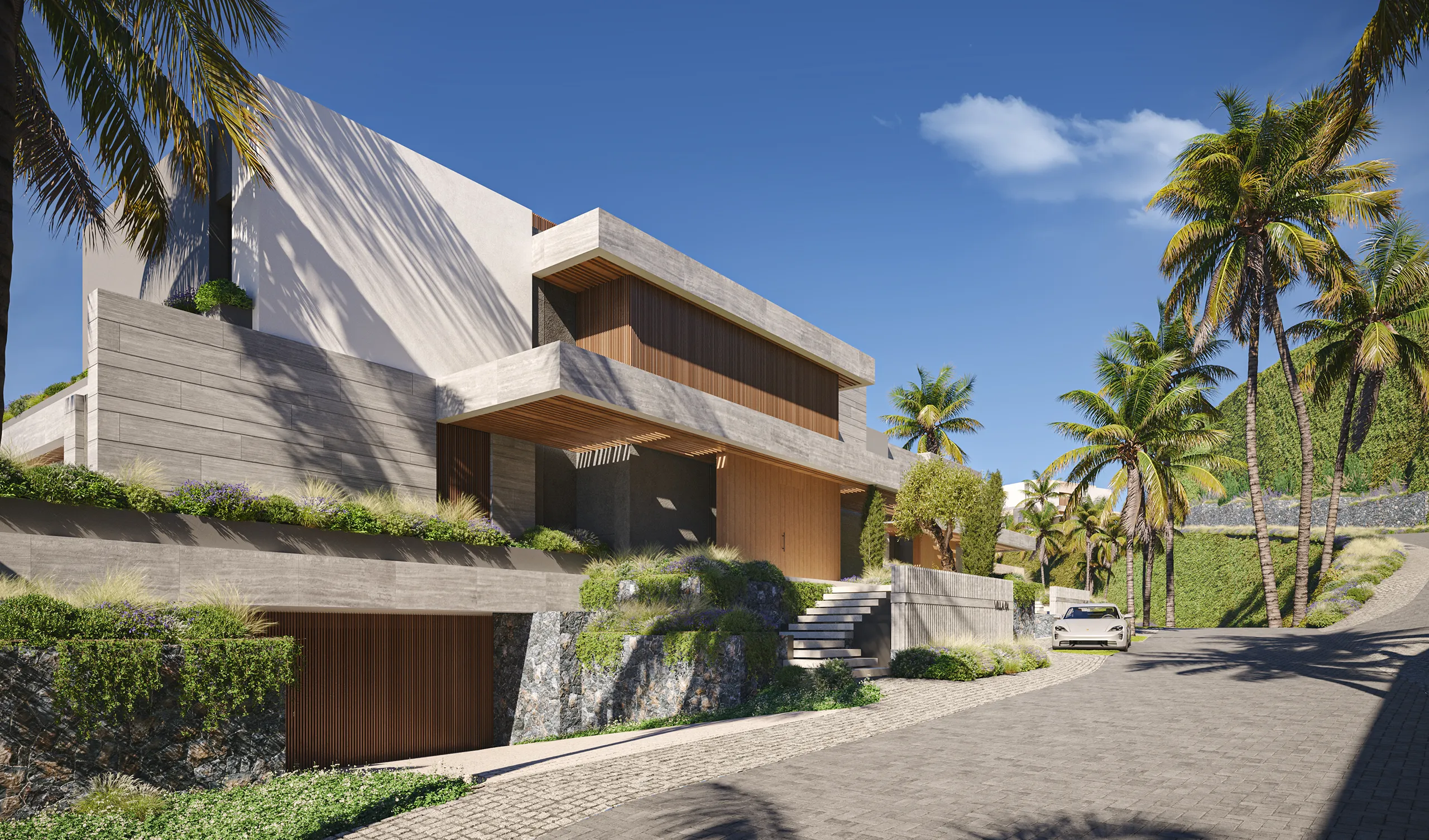 Sky Villas Marbella Fachada Tour Virtual fotorrealista