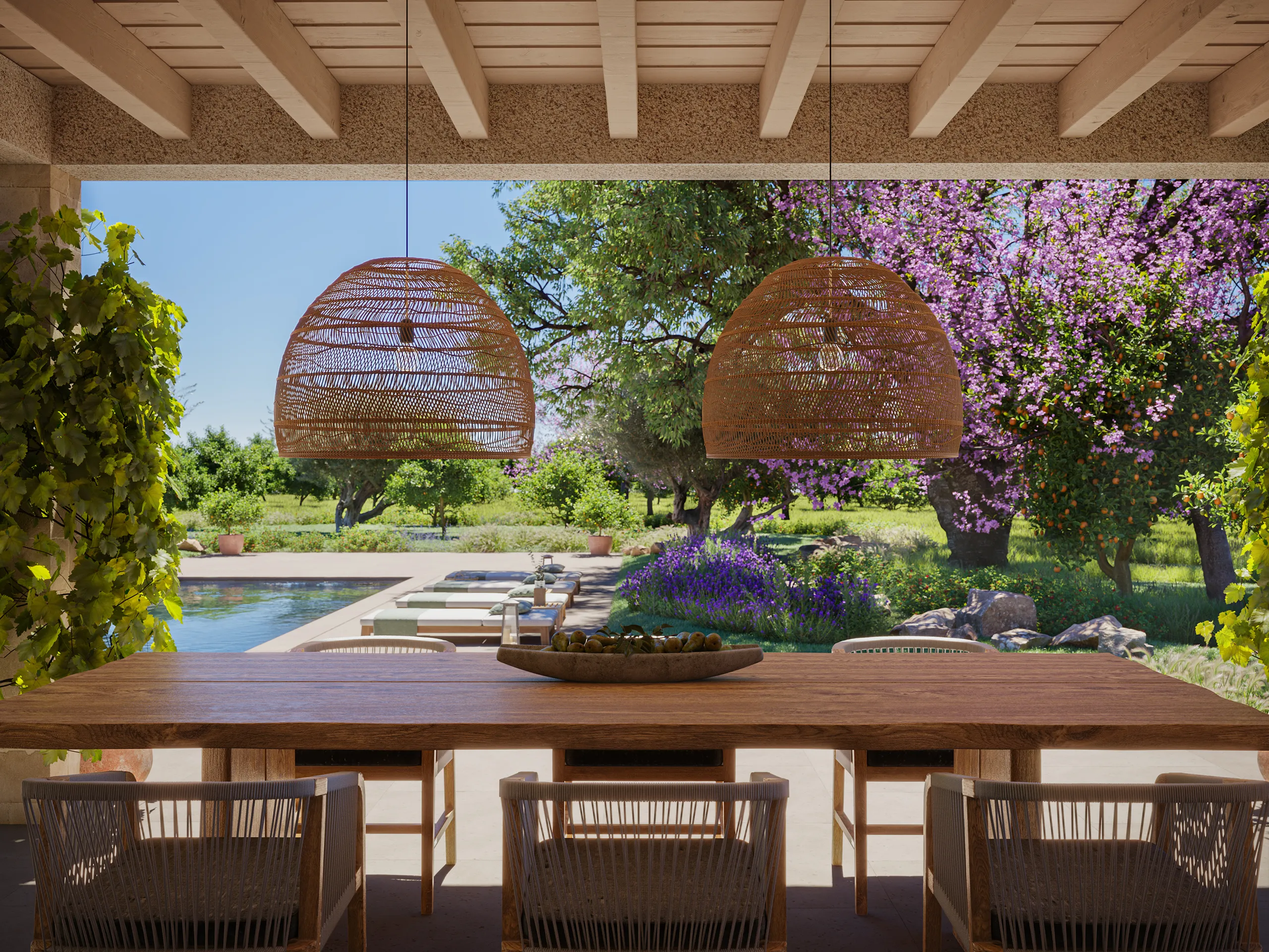Estate Santanyi Mallorca Pergola Photorealistic 3D