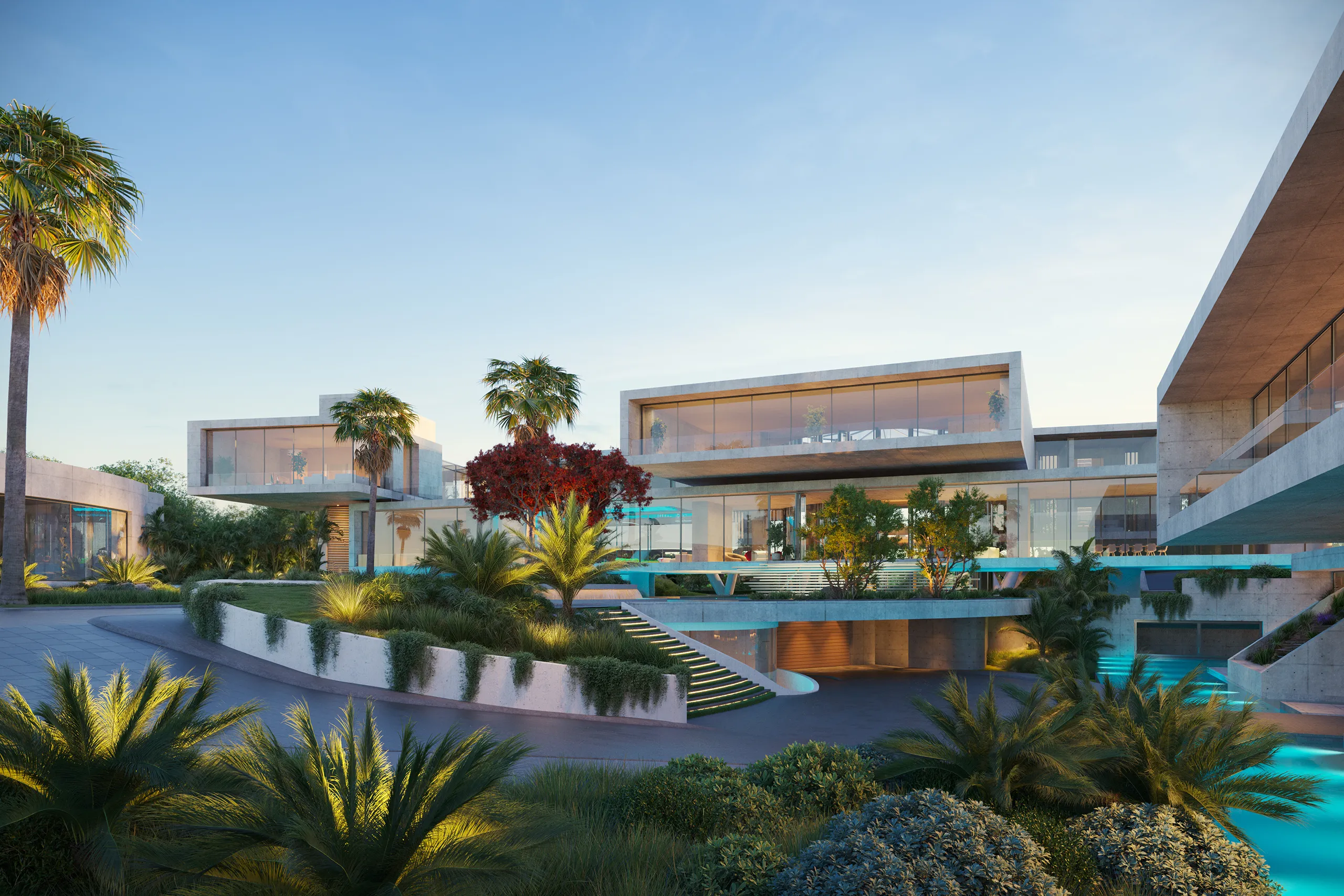 Estate Dubai Pool Real Estate Visualization