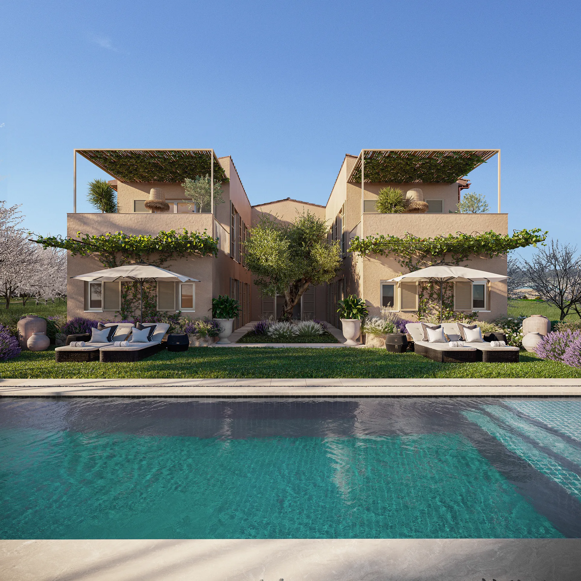 Finca Montuiri Mallorca Pool Real Estate Renders