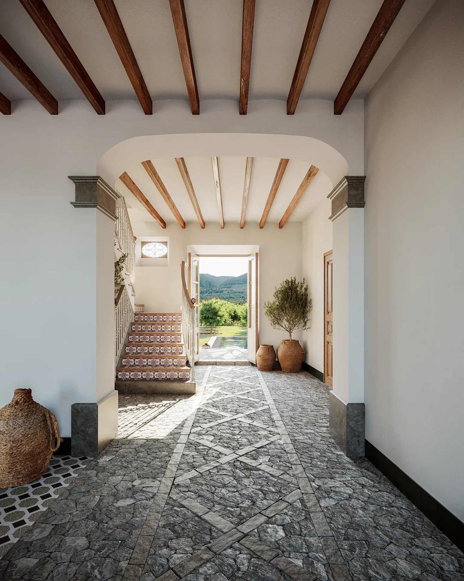 Townhouse Soller Mallorca Hallway Architectural Rendering