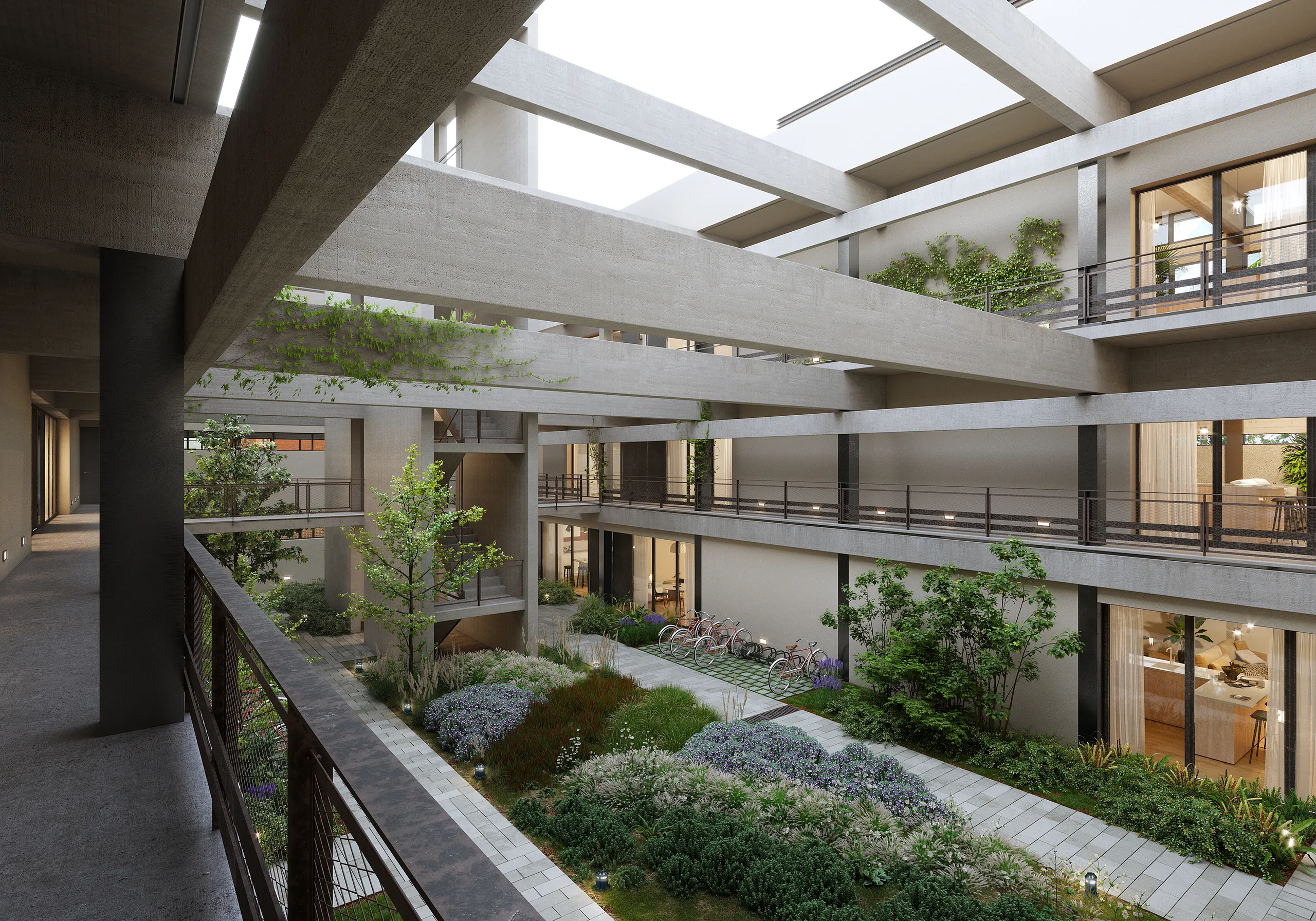 Viviendas Orfebreria Barcelona Common Areas Property Branding Visualization
