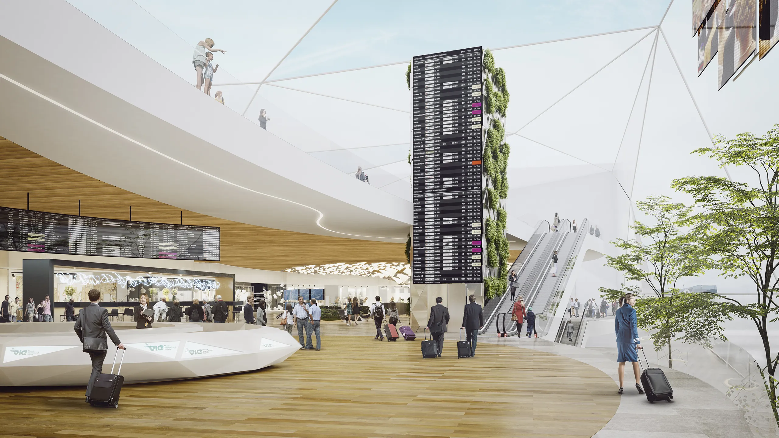 Vienna Airport Vienna Austria Zonas comunes Render de arquitectura