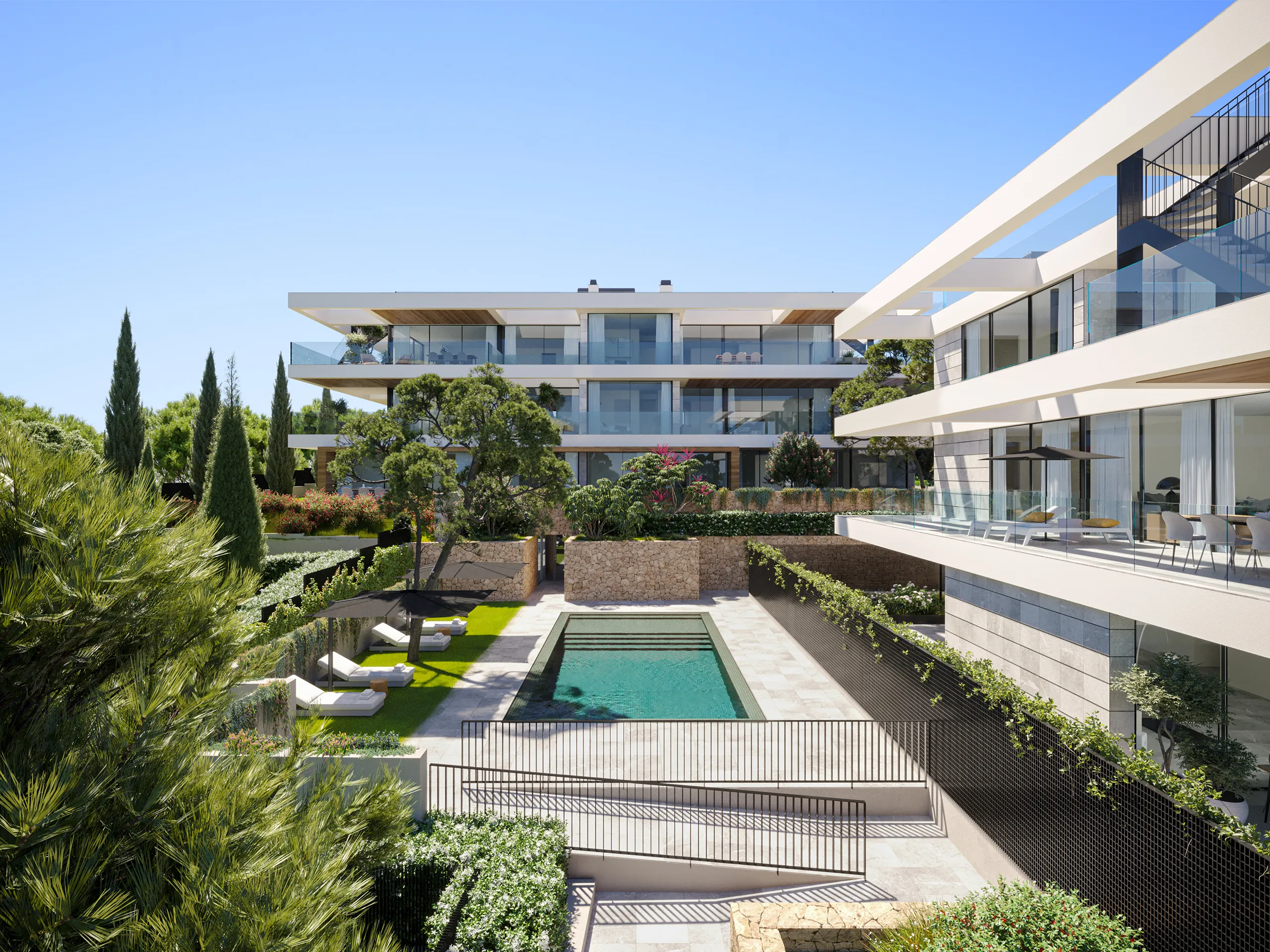 Ever Marivent Apartments Palma Mallorca Pool photorealistic 3d