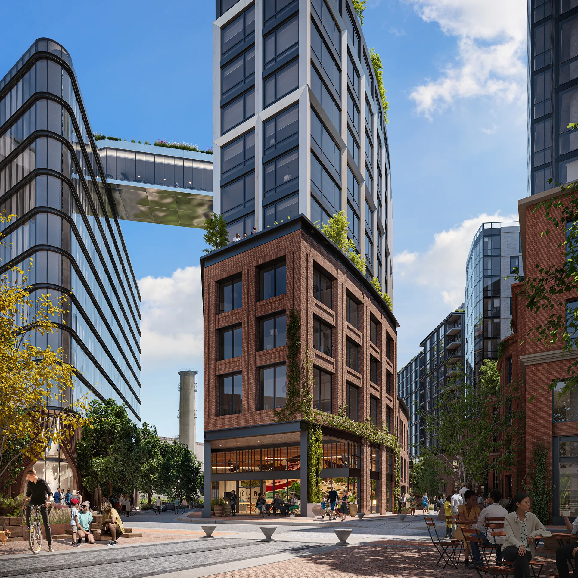 The Stacks Masterplan Washington Usa Fassade eye level Photorealistic 3D